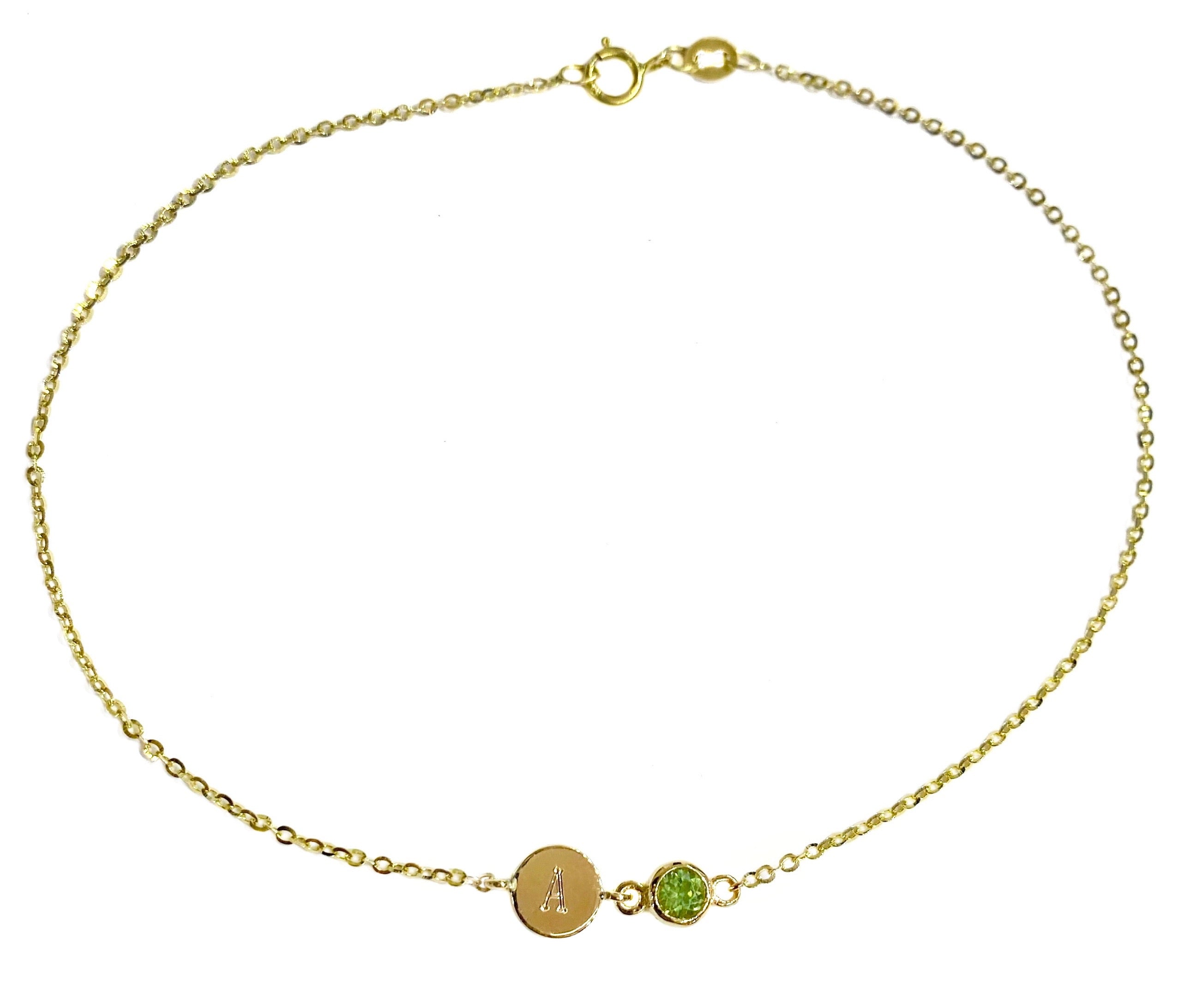14K YELLOW GOLD BIRTHSTONE CUSTOM ANKLET