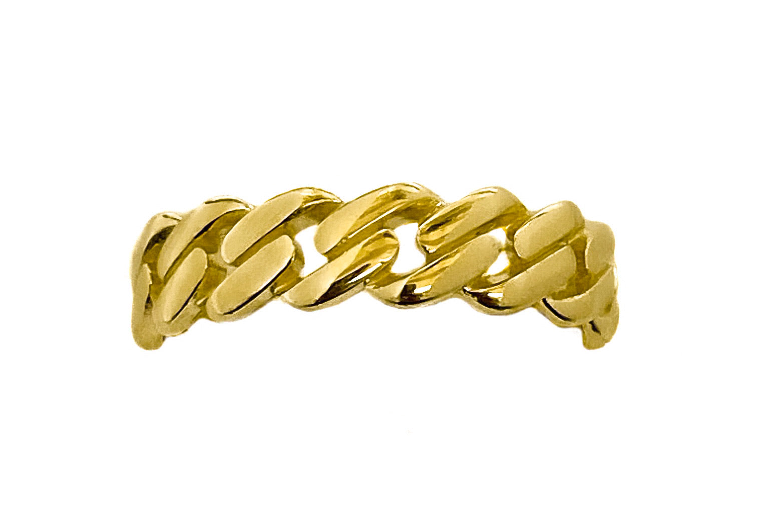 14K YELLOW GOLD FLAT CUBAN LINK RING- 6.5MM
