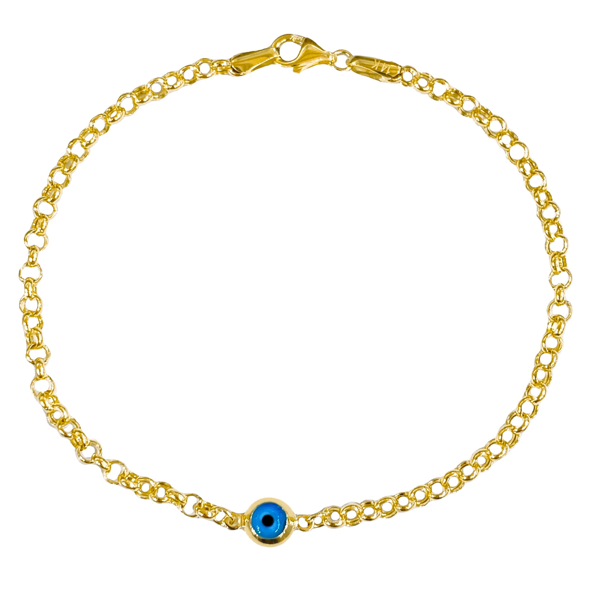 14K YELLOW GOLD EYE ROLO BRACELET