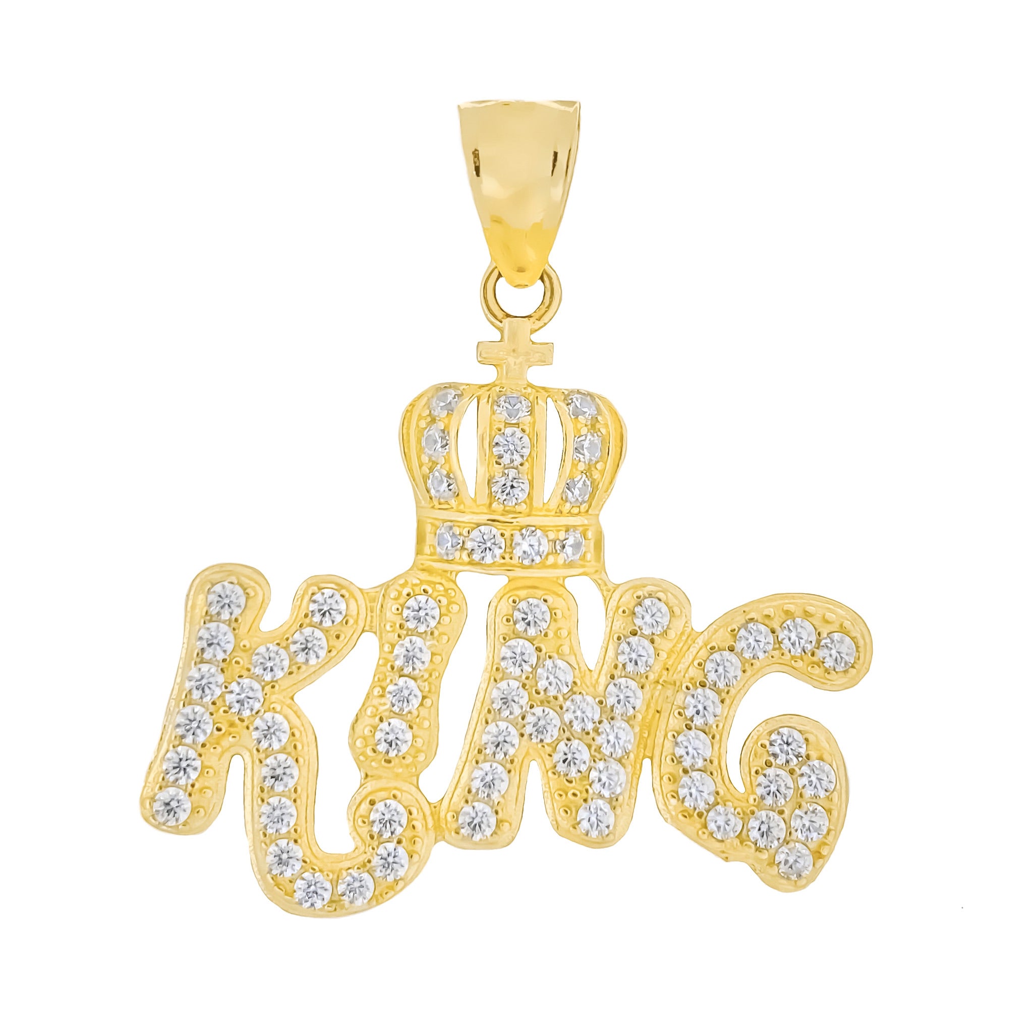 10K YELLOW GOLD PAVE KING PENDANT