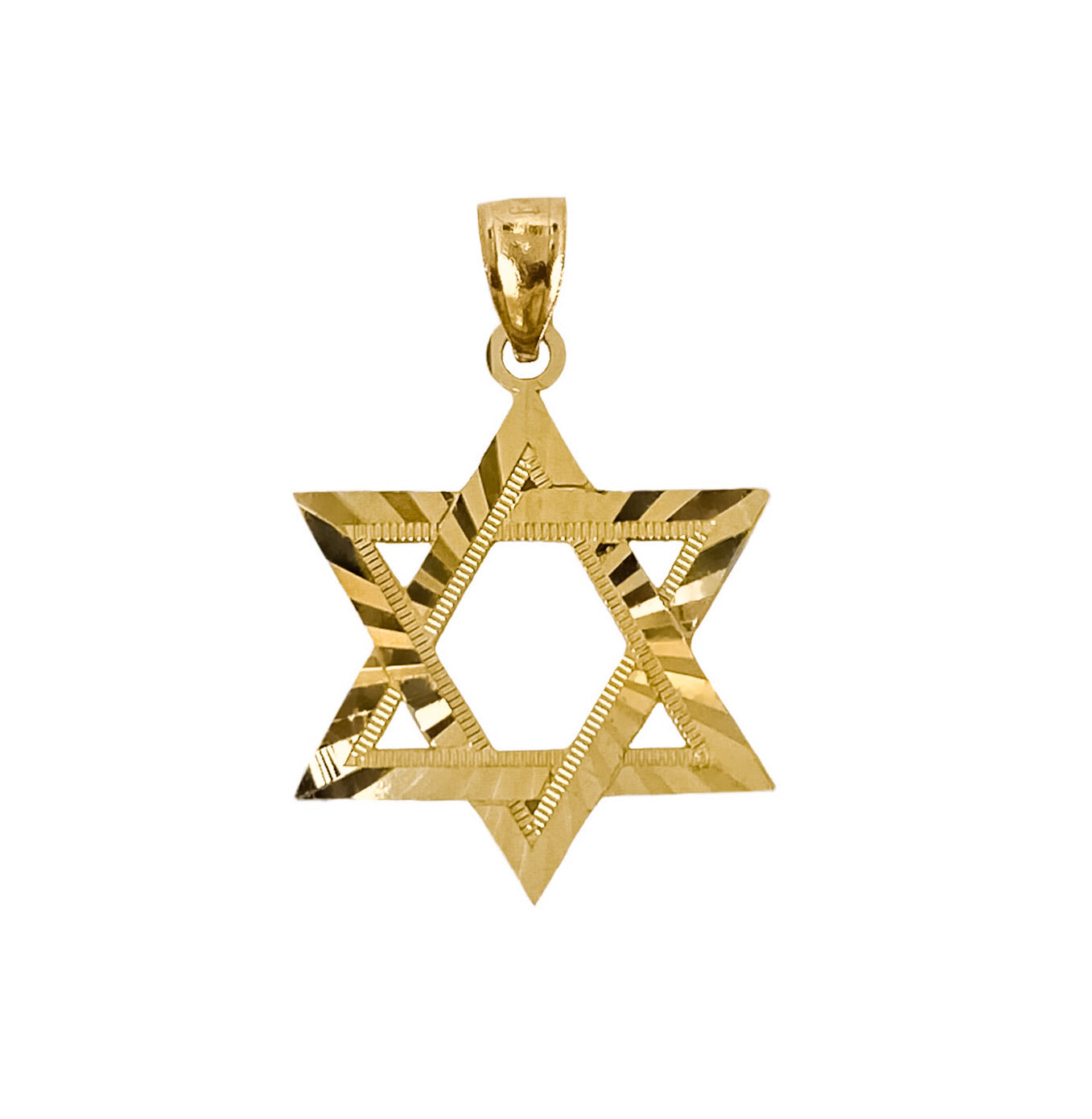 14K YELLOW GOLD DIAMOND CUT STAR OF DAVID PENDANT