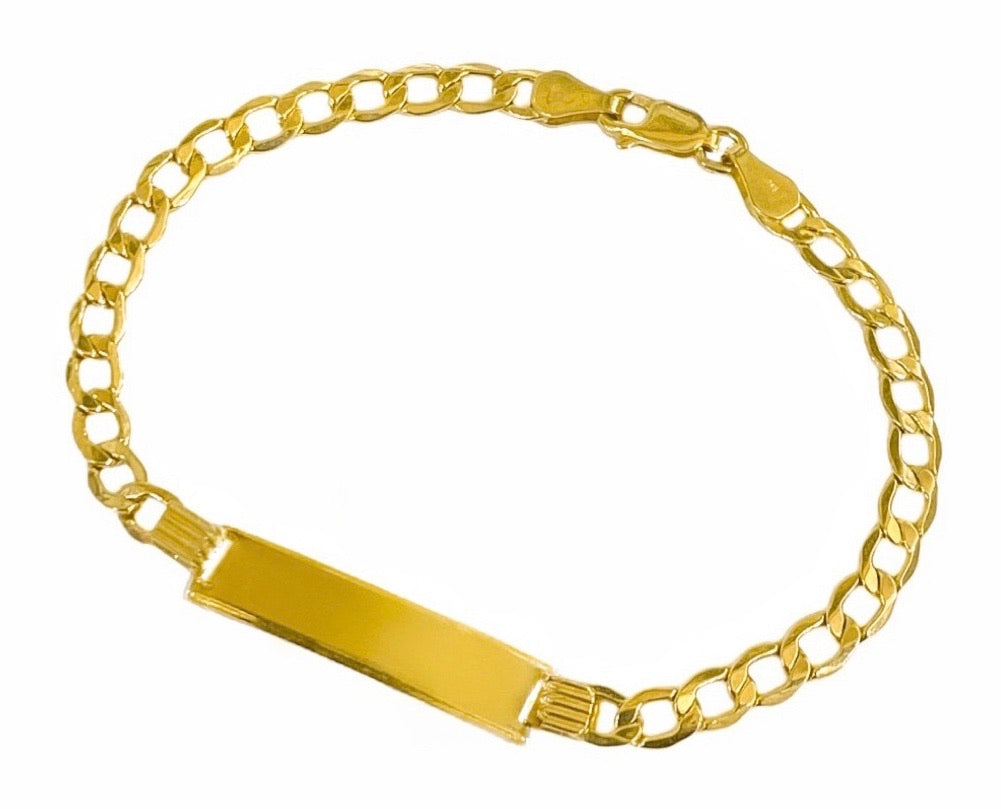 10K YELLOW GOLD 4MM CUBAN BABY BRACELET -ENGRAVED