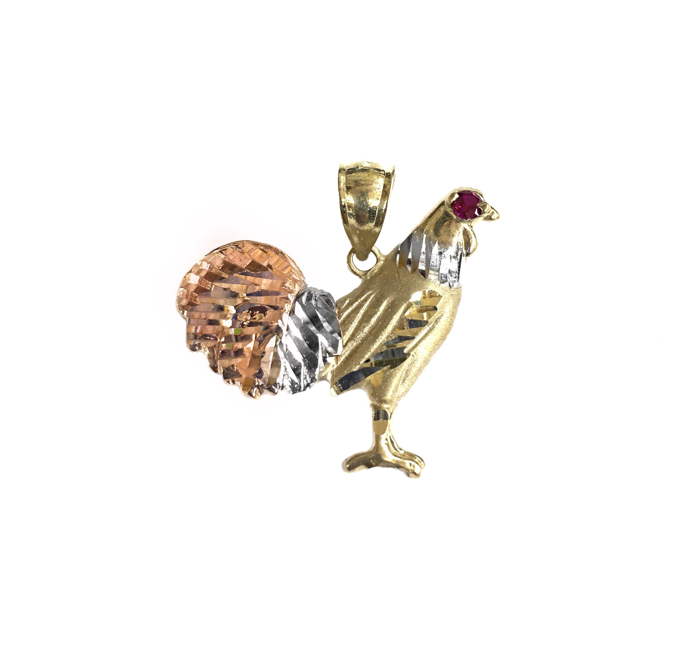 14K TRI COLOR GOLD RED EYE GALLO -TRI COLOR
