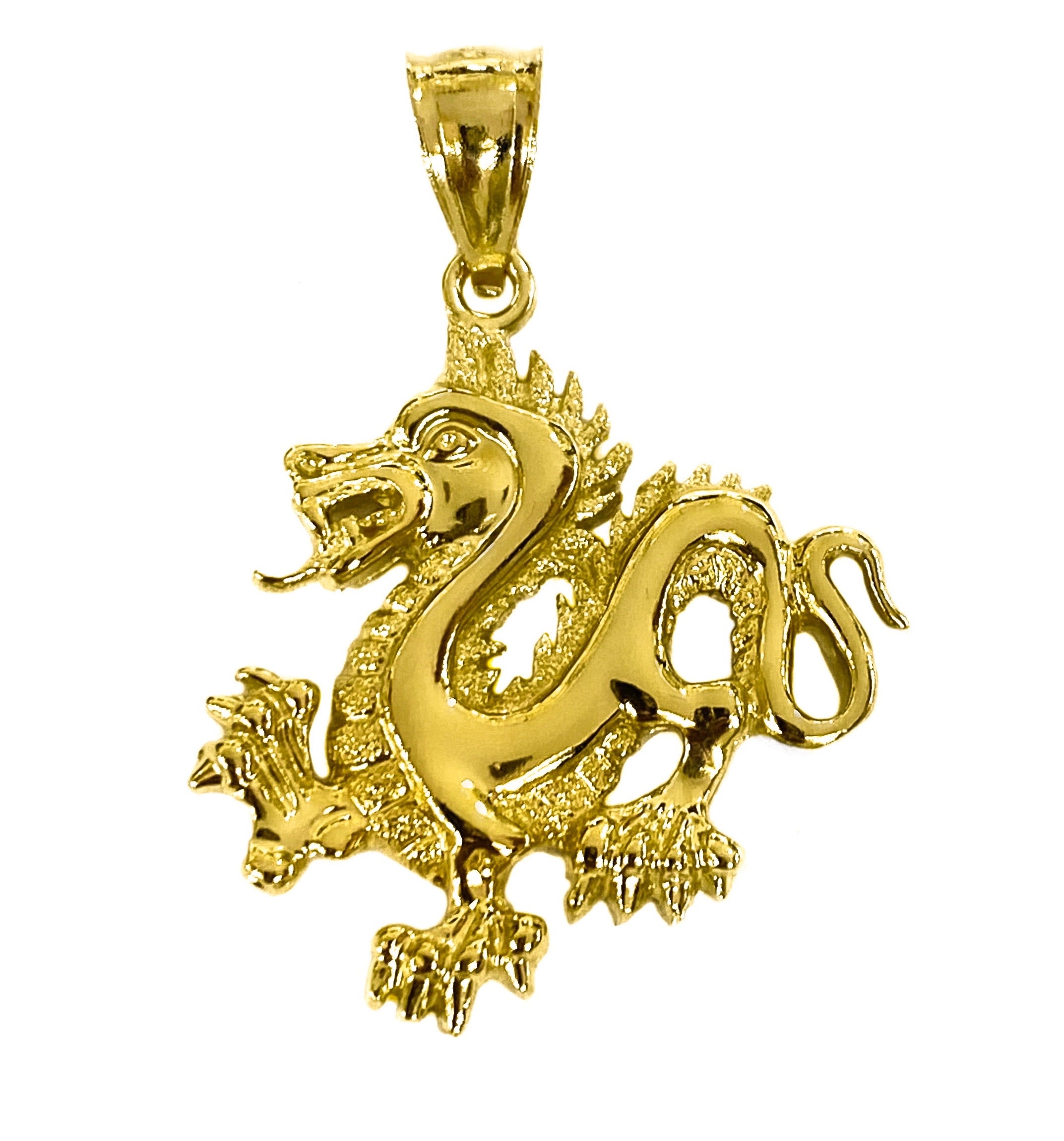 14K YELLOW GOLD DRAGON PENDANT