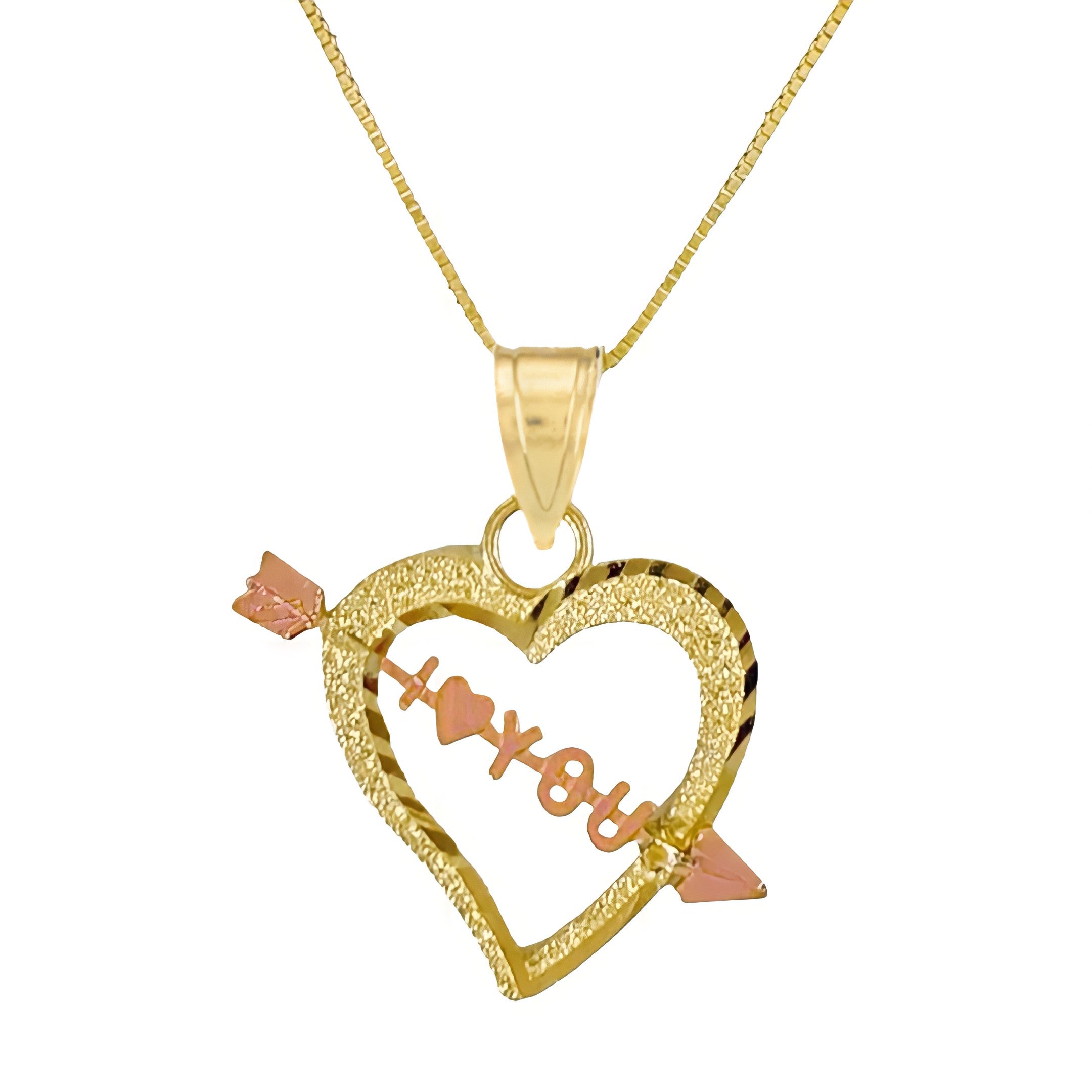 14K YELLOW GOLD "I LOVE YOU" MINI CUPID HEART NECKLACE