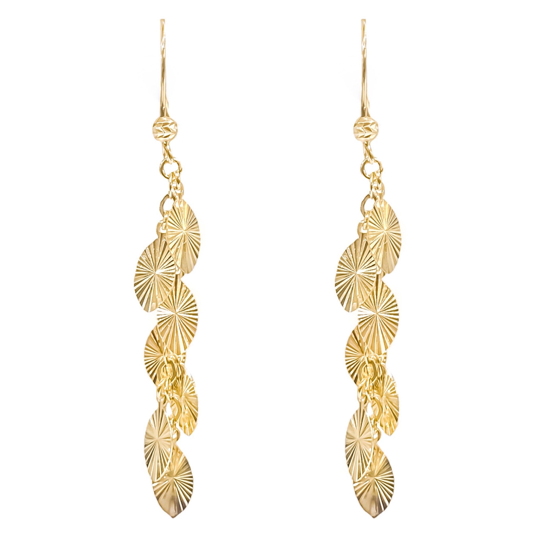 14K YELLOW GOLD CHARMS DROP EARRINGS