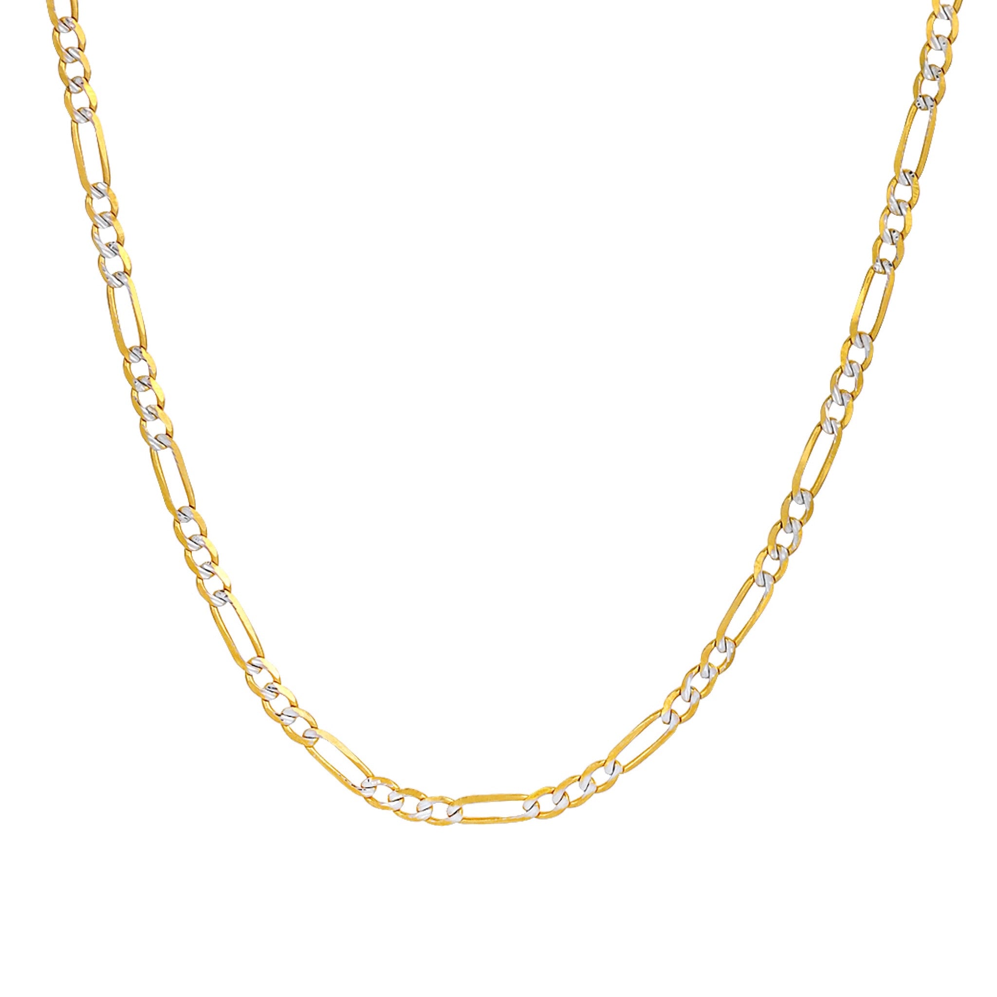 14K YELLOW GOLD DIAMOND CUT FIGARO CHAIN -1.6MM