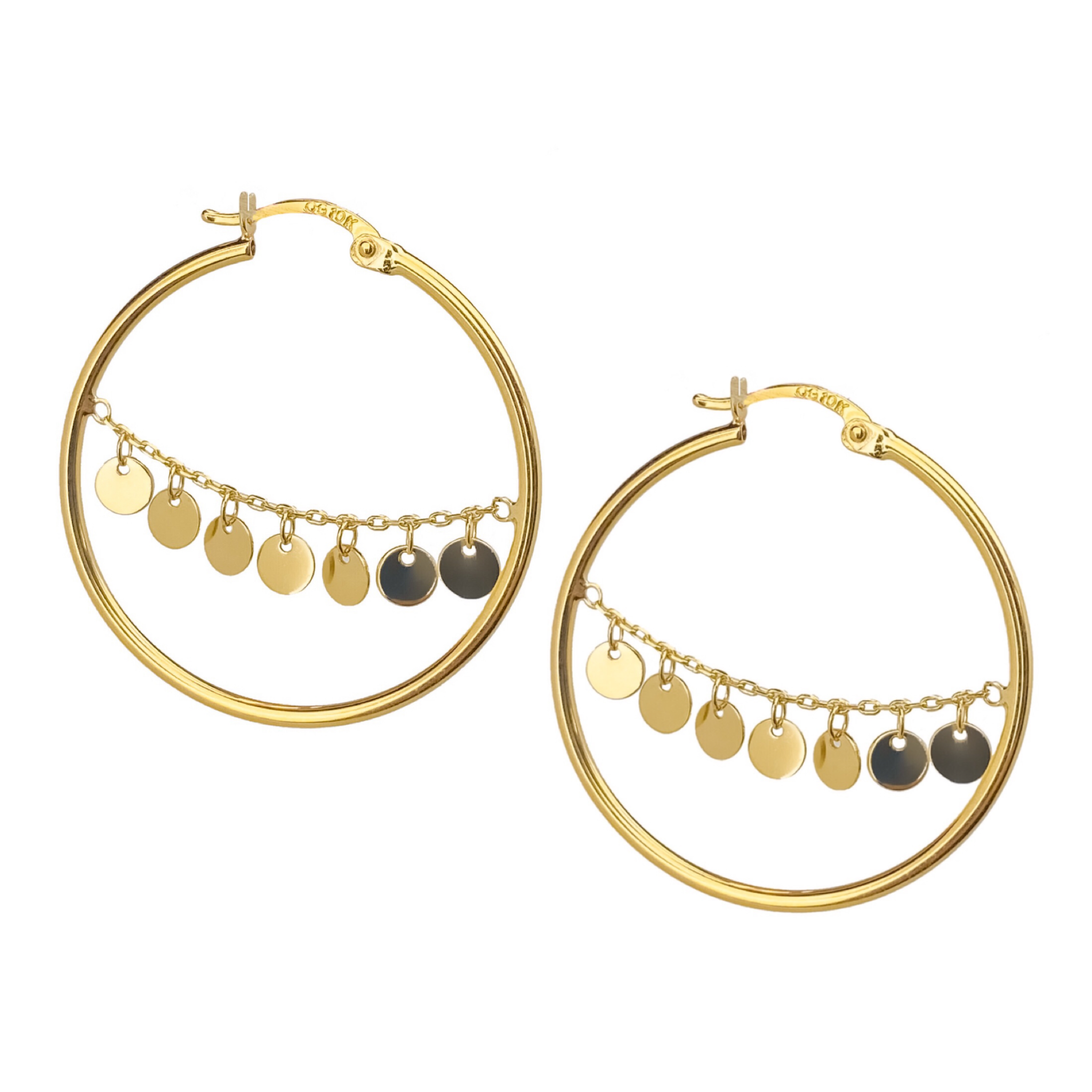 10K YELLOW GOLD DECORATIVE BOHO HOOPS