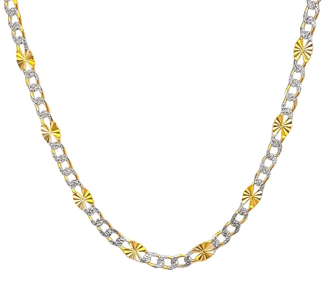 14K YELLOW GOLD DIAMOND CUT STARBURST CUBAN CHAIN  -4MM