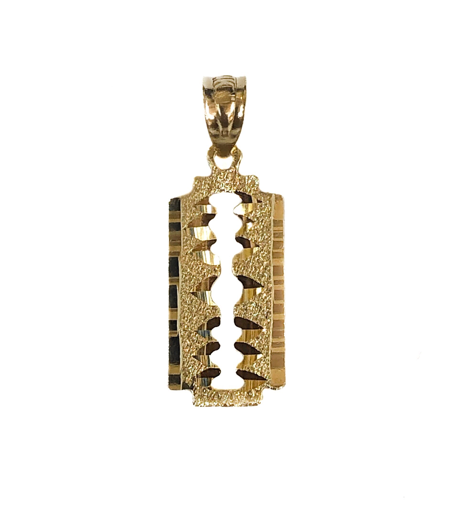 14K YELLOW GOLD RAZOR BLADE PENDANT