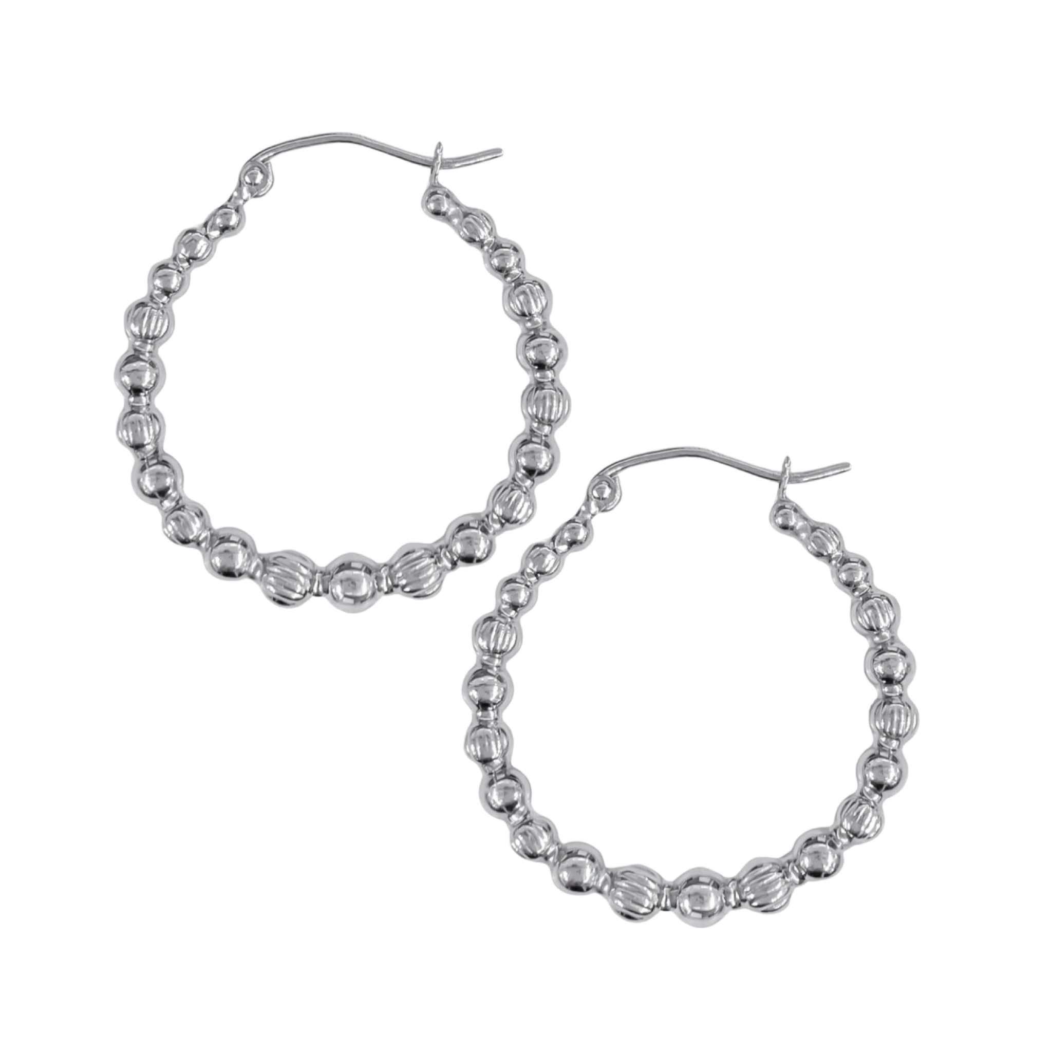 14K WHITE GOLD BUBBLE HOOP EARRINGS