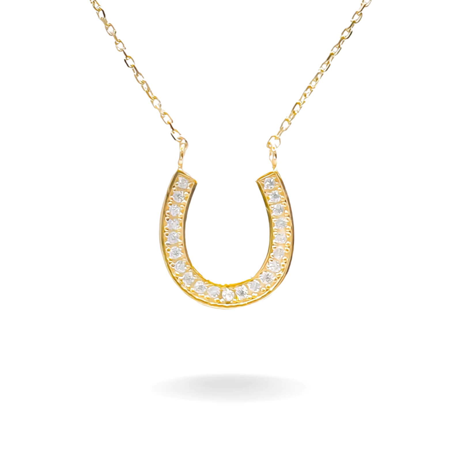 14K YELLOW GOLD PAVE HORSESHOE NECKLACE