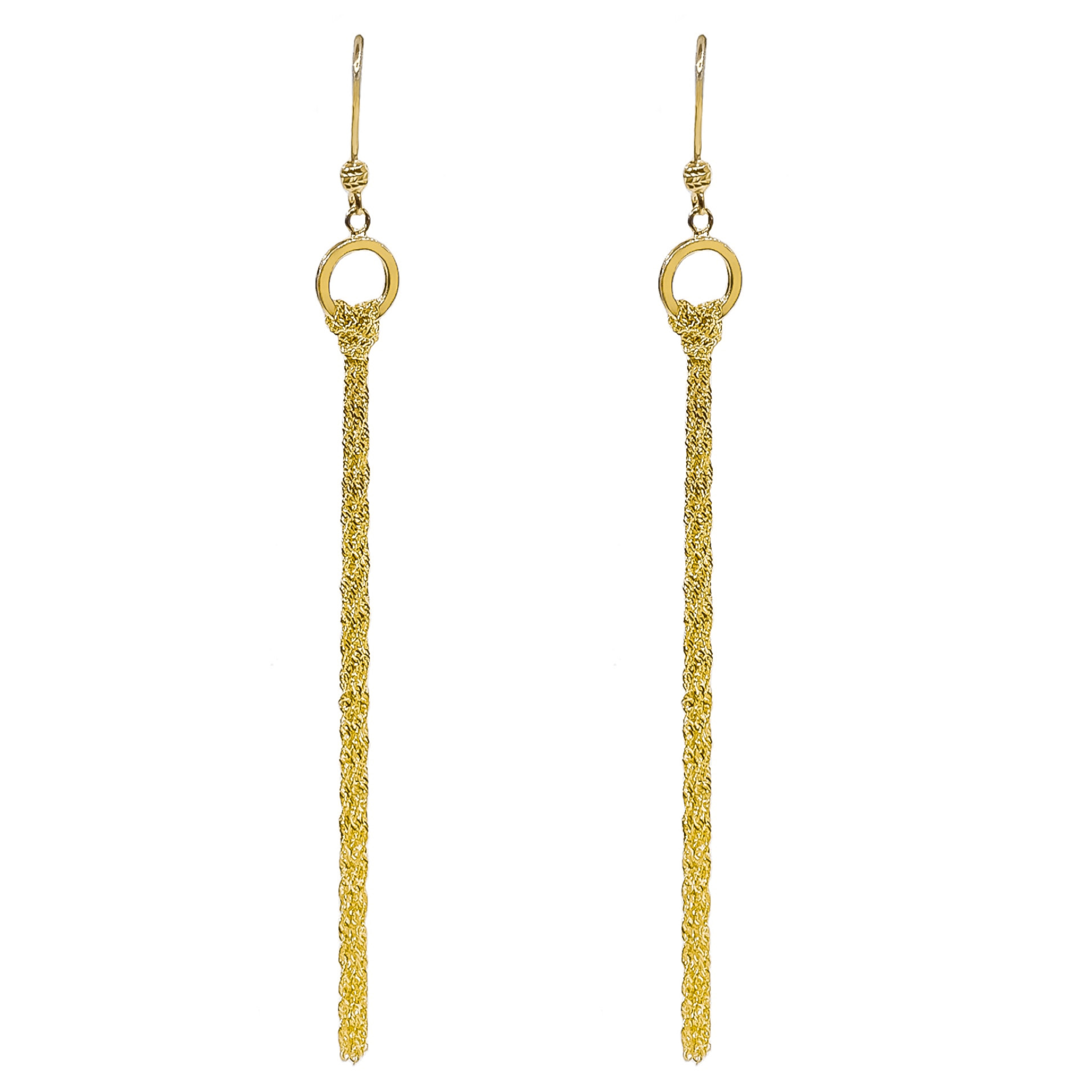 14K YELLOW GOLD CHAIN KNOT DROP EARRINGS