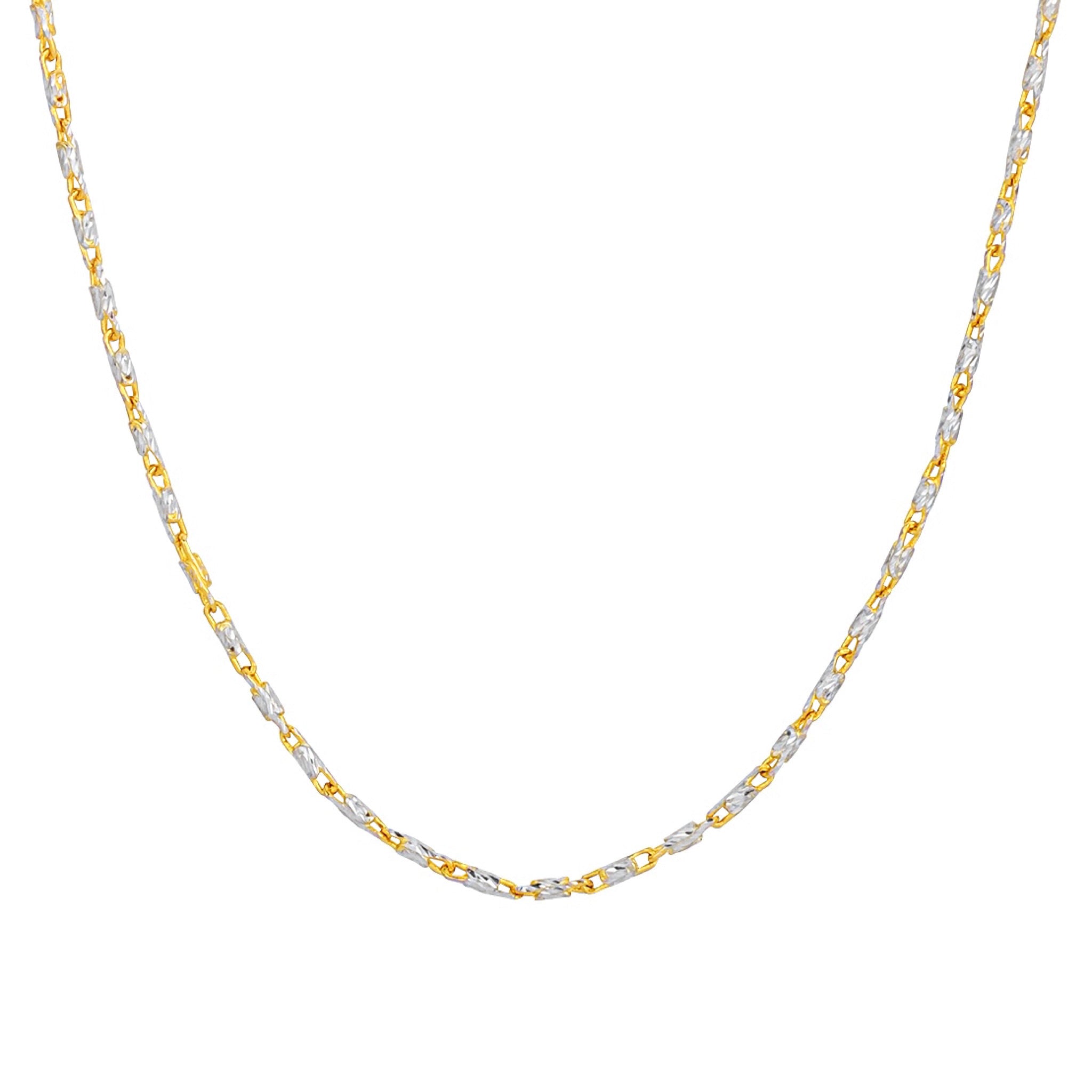 14K TWO TONED GOLD BAR LINK CHAIN -1MM