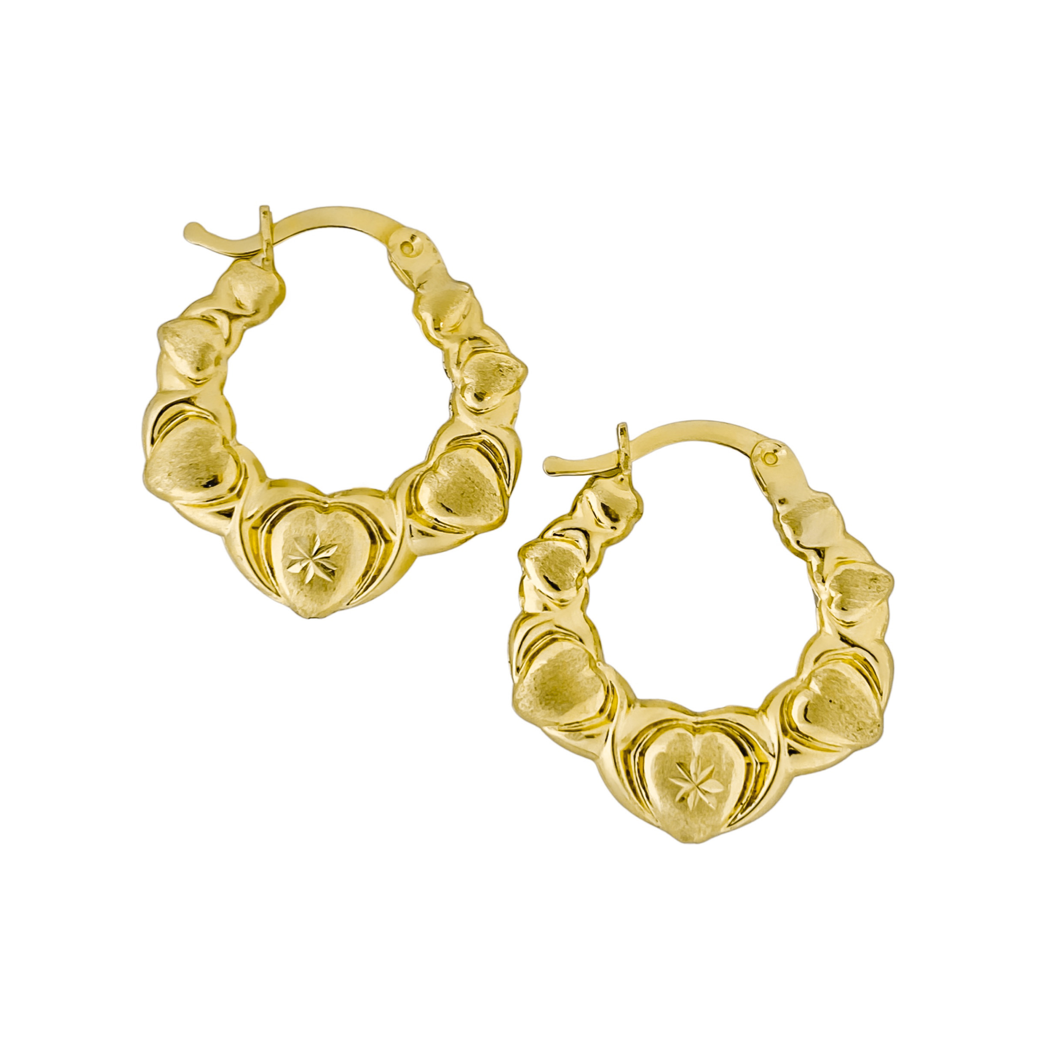 10K YELLOW GOLD XO EMBOSSED HOOPS