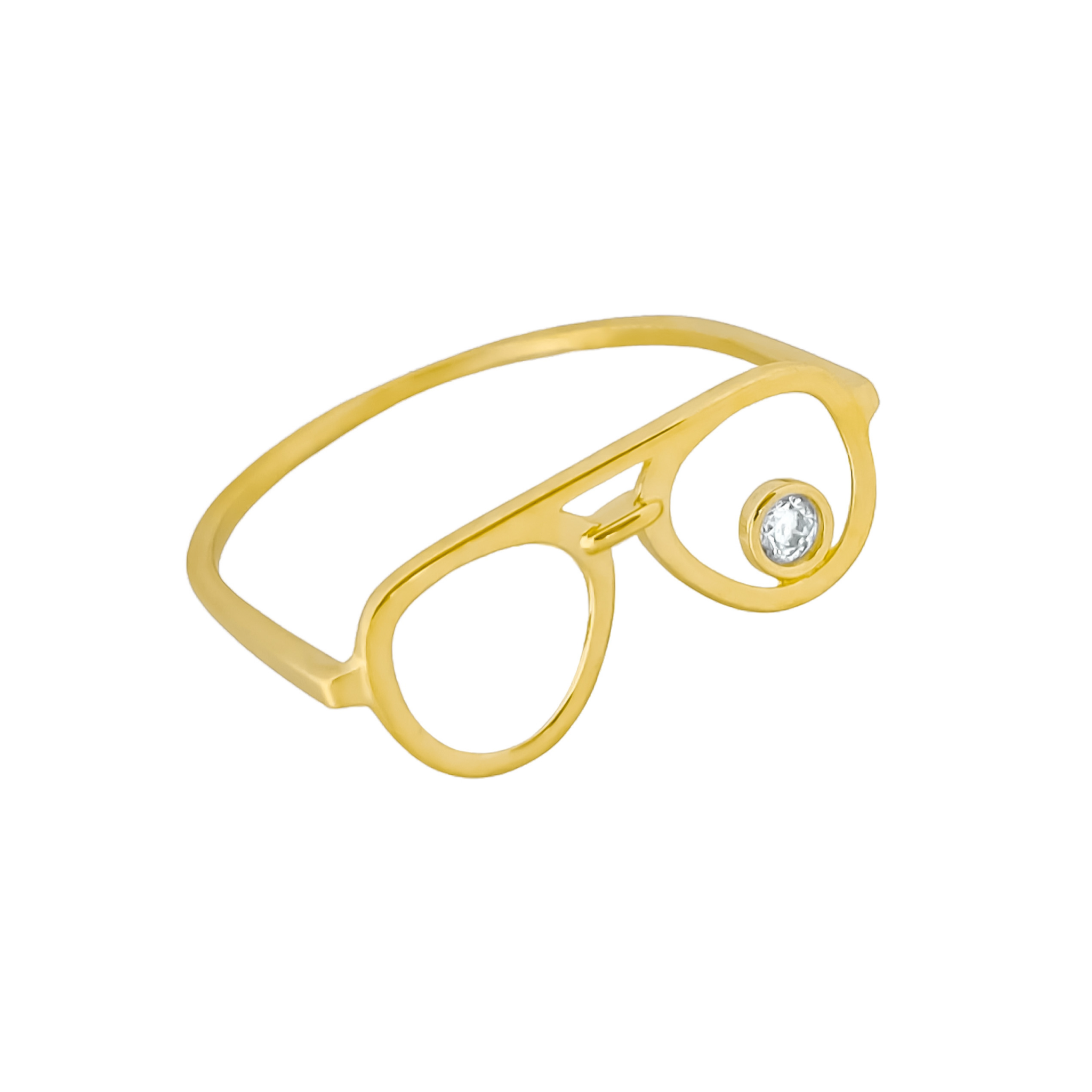 14K YELLOW GOLD SPARKLE AVIATORS RING