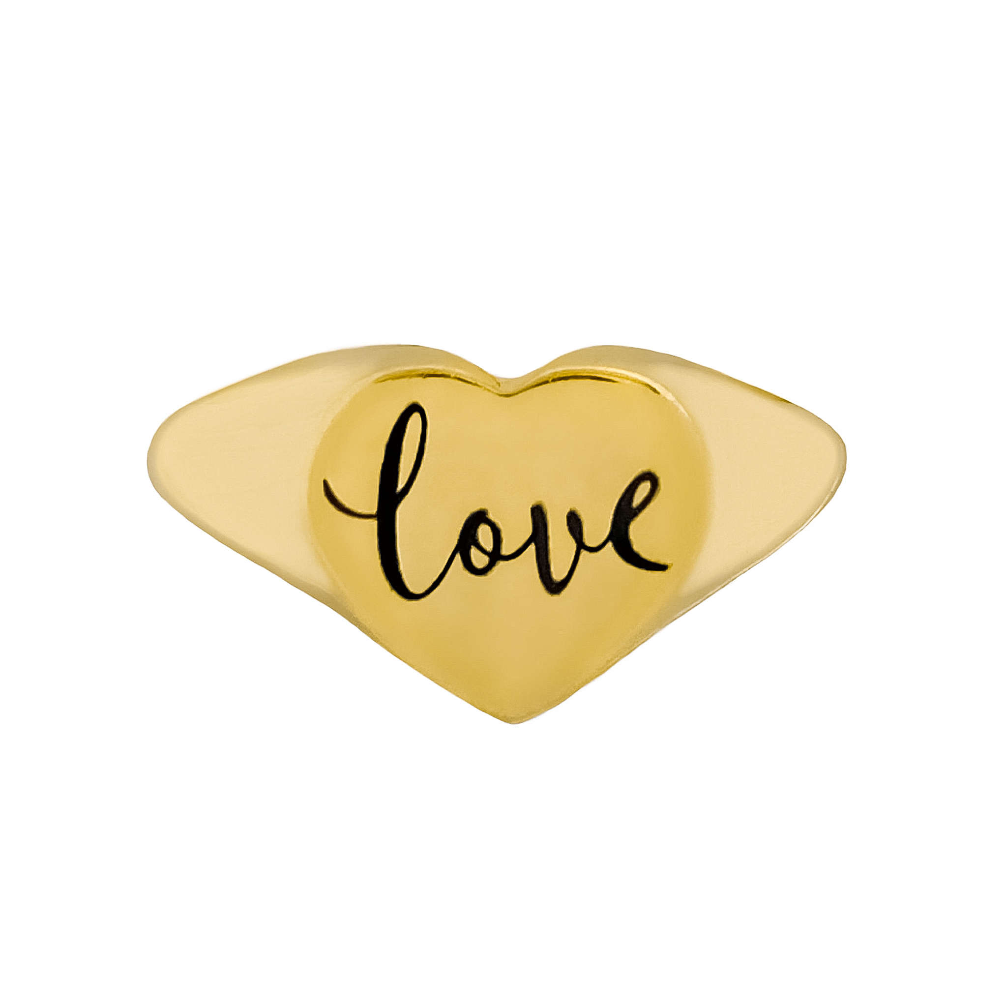14K YELLOW GOLD LOVE HEART HIGH POLISH SIGNET RING