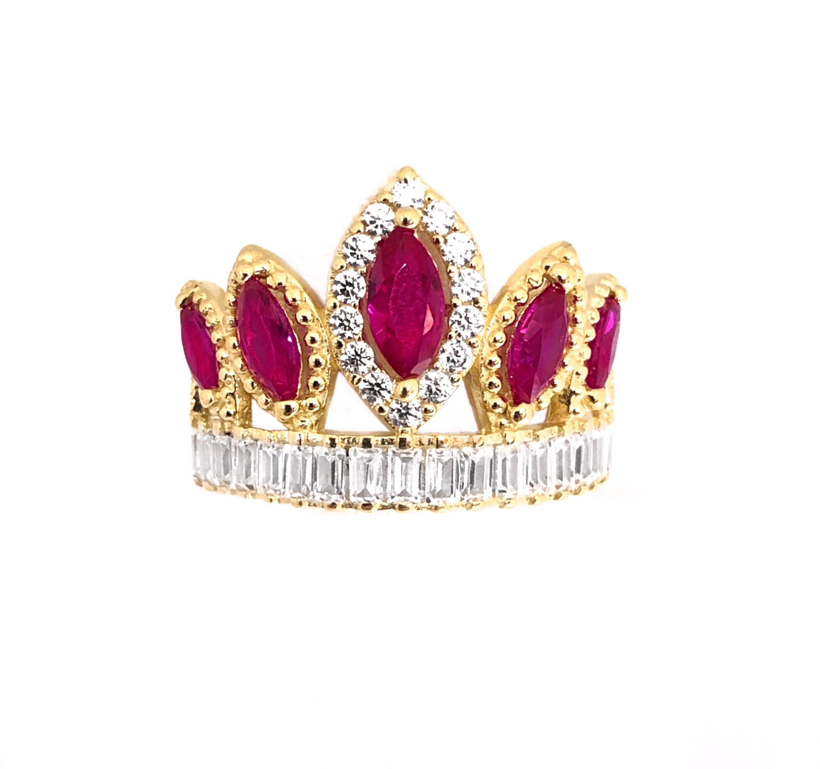 14K YELLOW GOLD CROWN FLUTTER CROWN RING