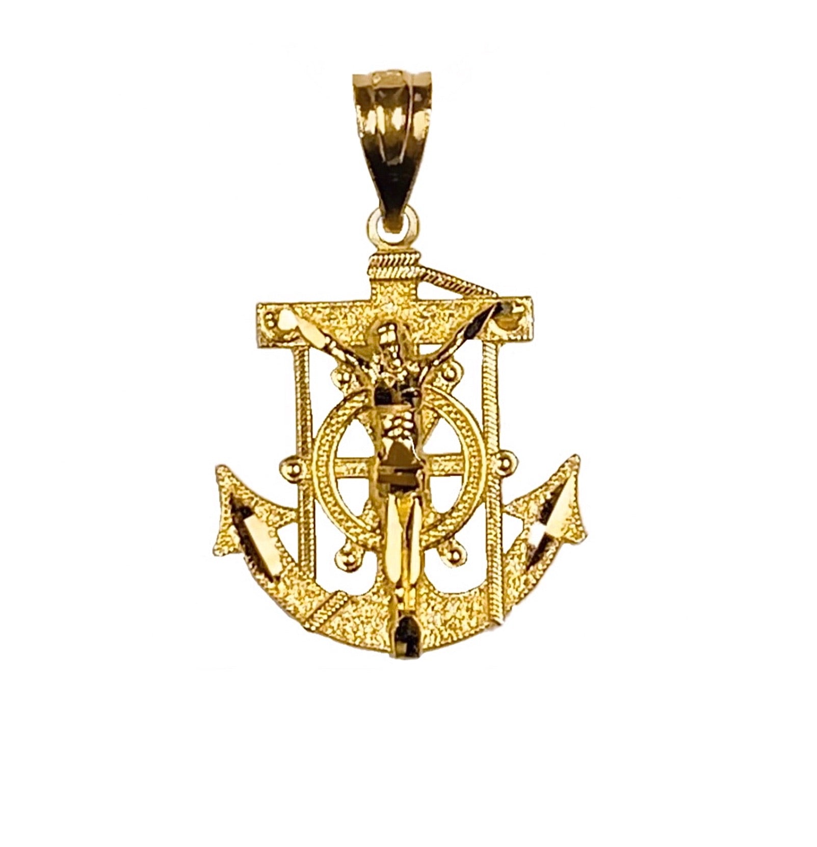 14K YELLOW GOLD ANCHOR PENDANT