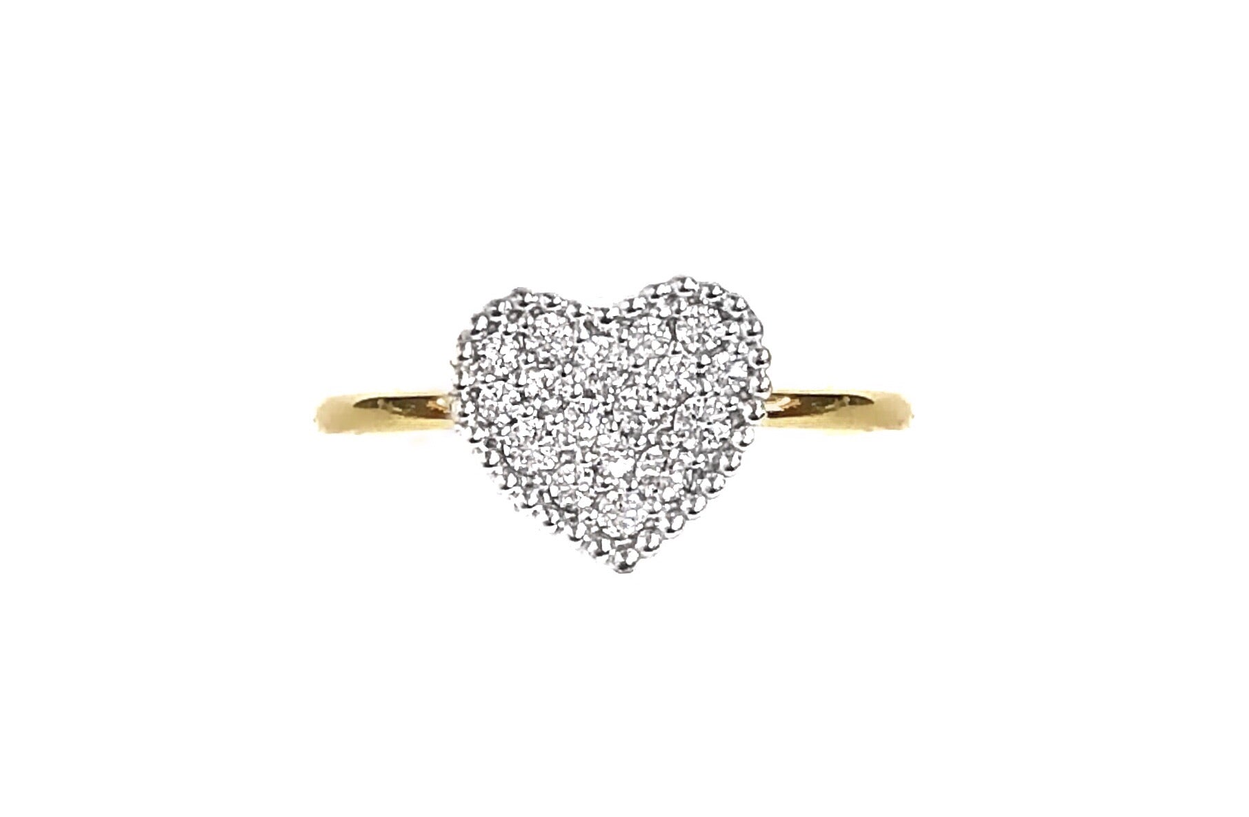 14K TWO TONED PAVE TI AMO HEART RING
