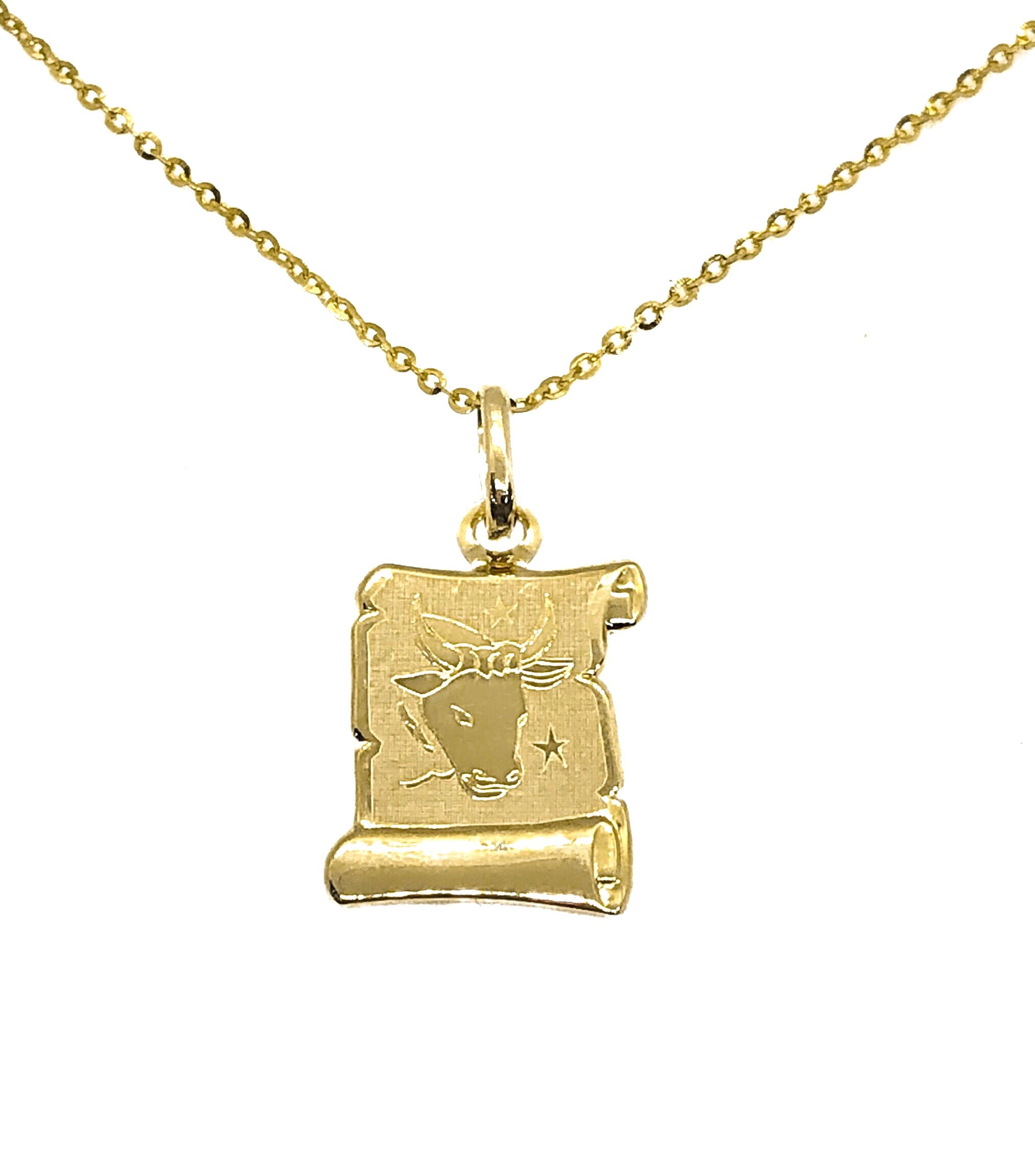 14K YELLOW GOLD TAURUS SCROLL NECKLACE