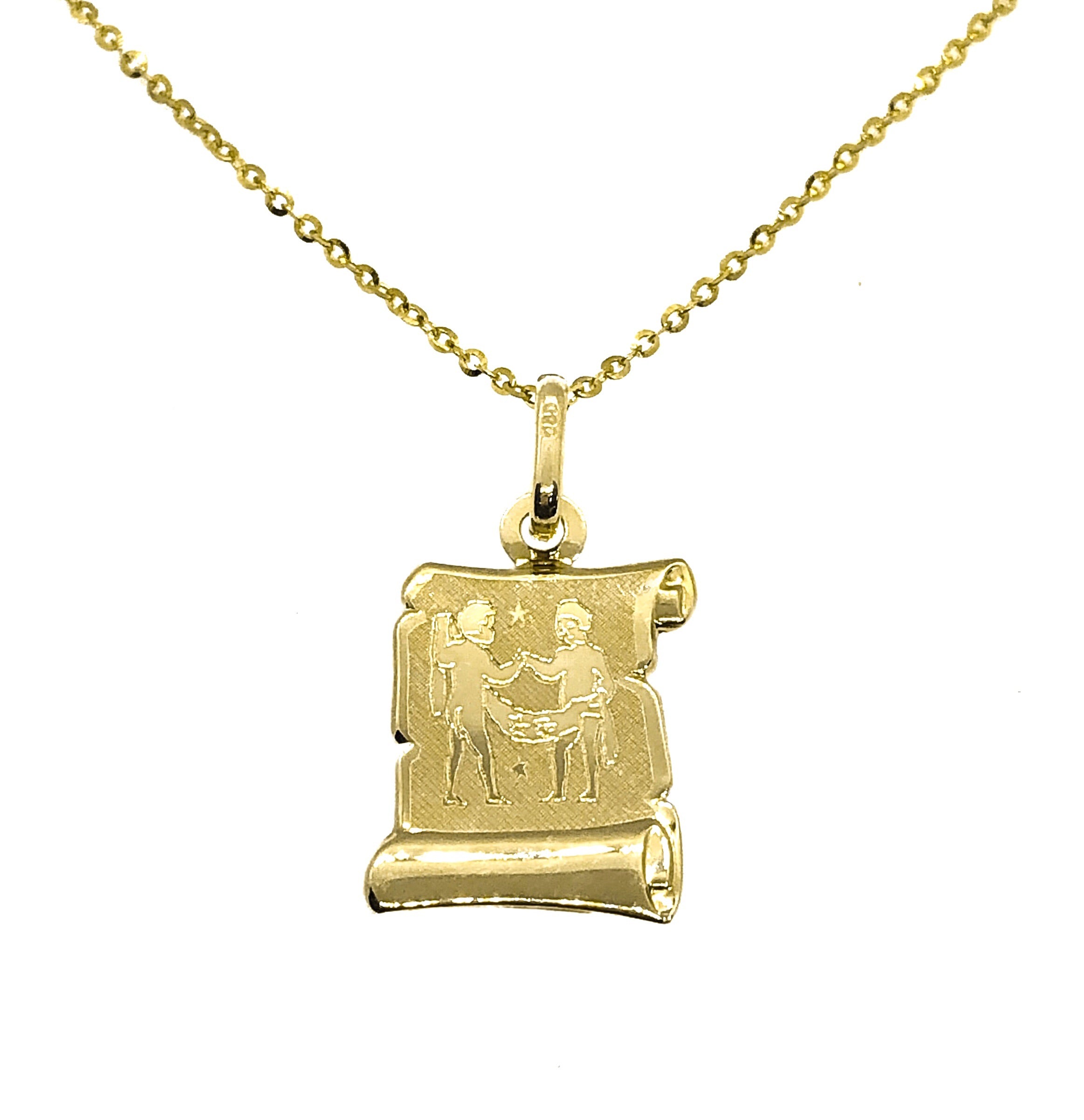 14K YELLOW GOLD GEMINI SCROLL NECKLACE