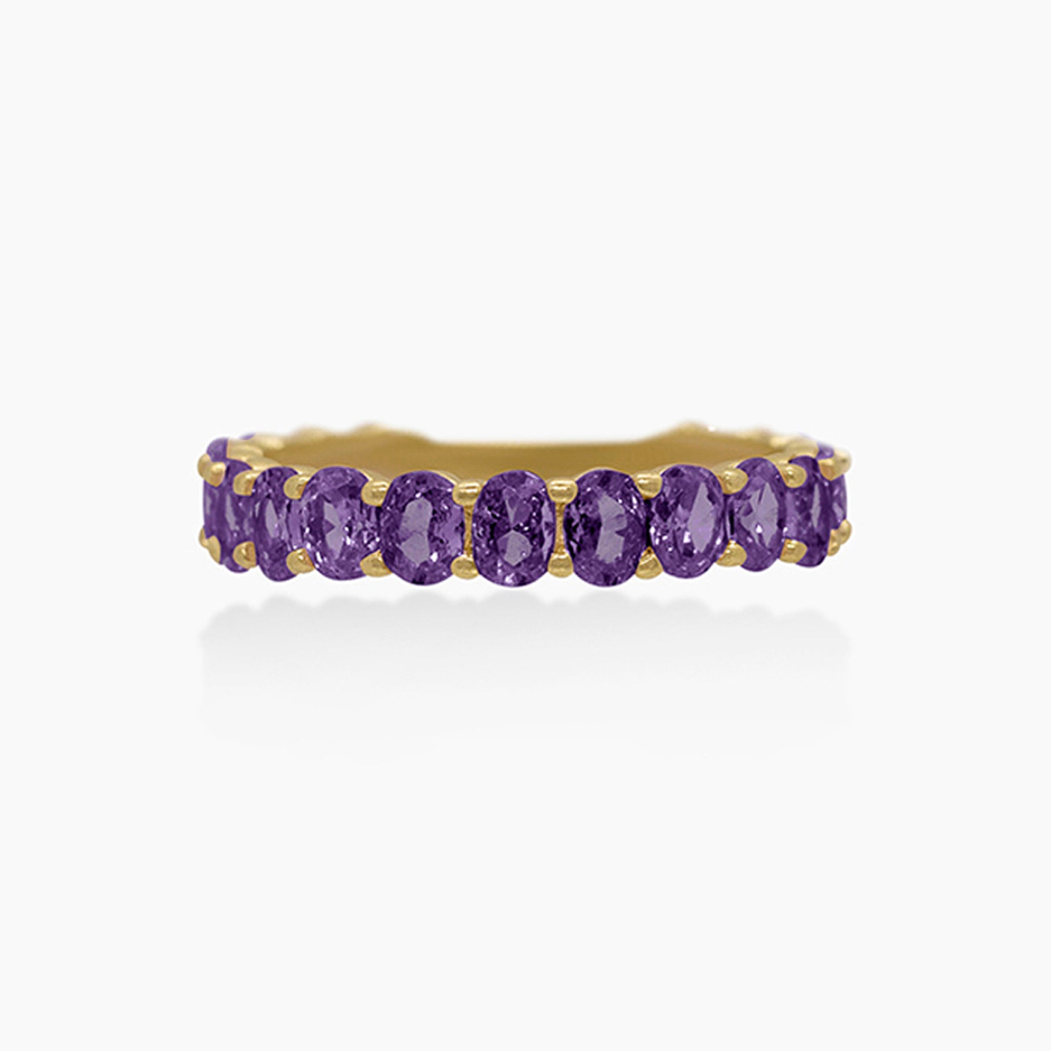 14K YELLOW GOLD VIOLET OVAL ETERNITY RING