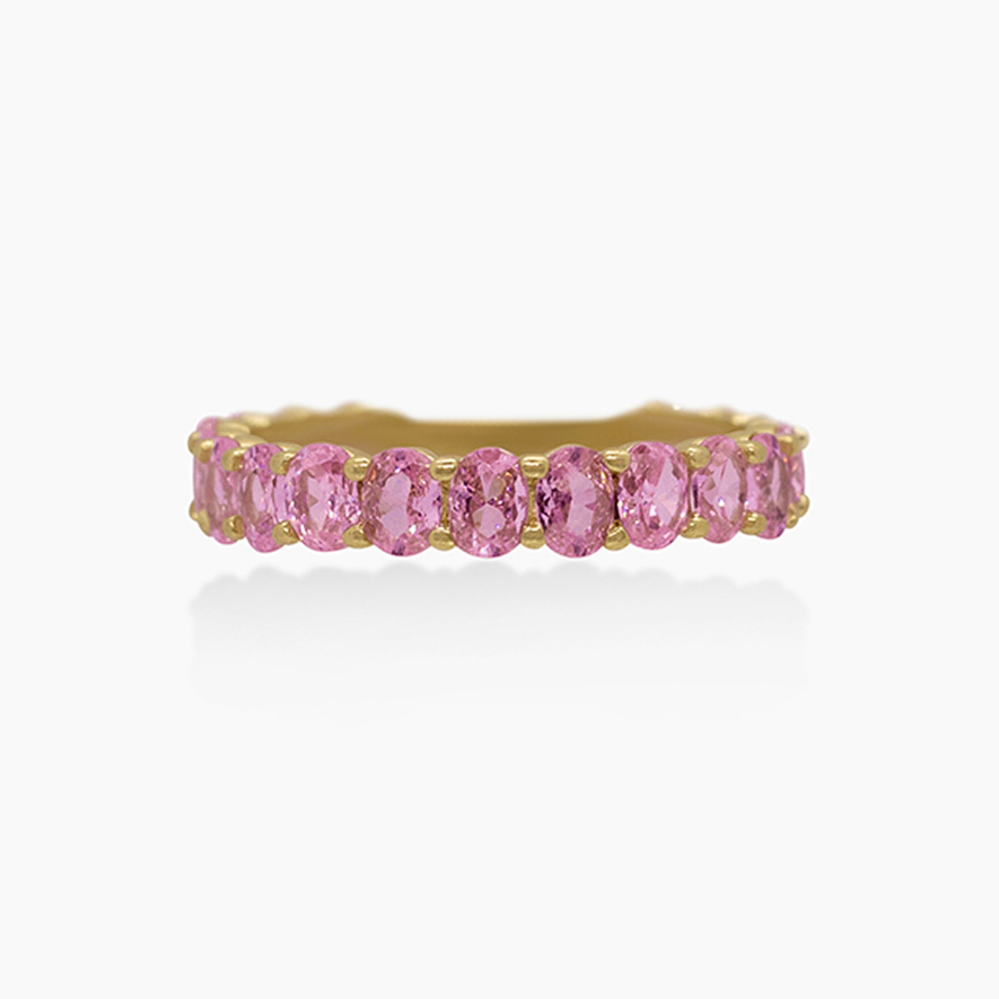 14K YELLOW GOLD PINK OVAL ETERNITY RING