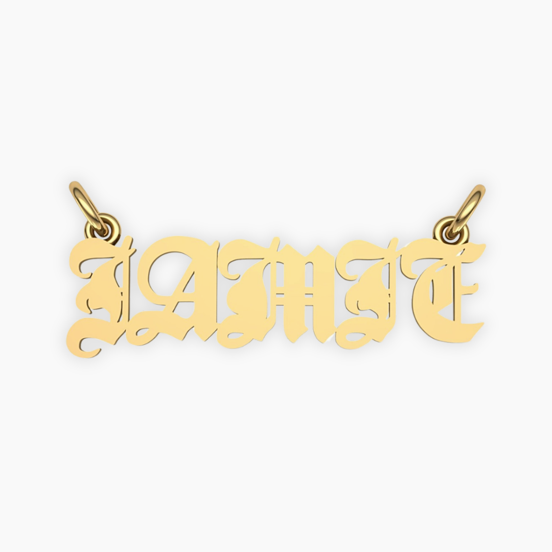 14K YELLOW GOLD OLD ENGLISH NAME PLATE