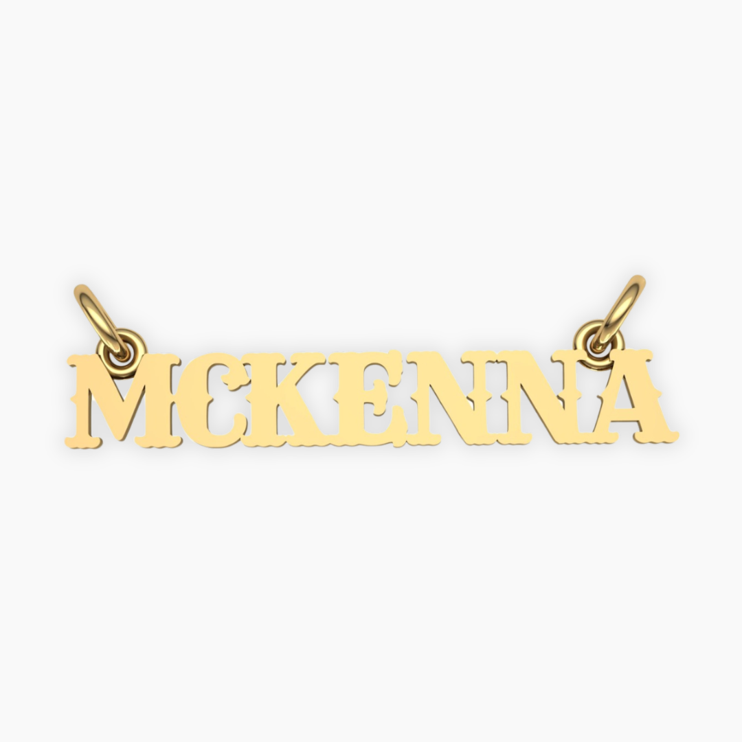 14K YELLOW GOLD WESTERN NAME PLATE | Patty Q's Jewelry Inc