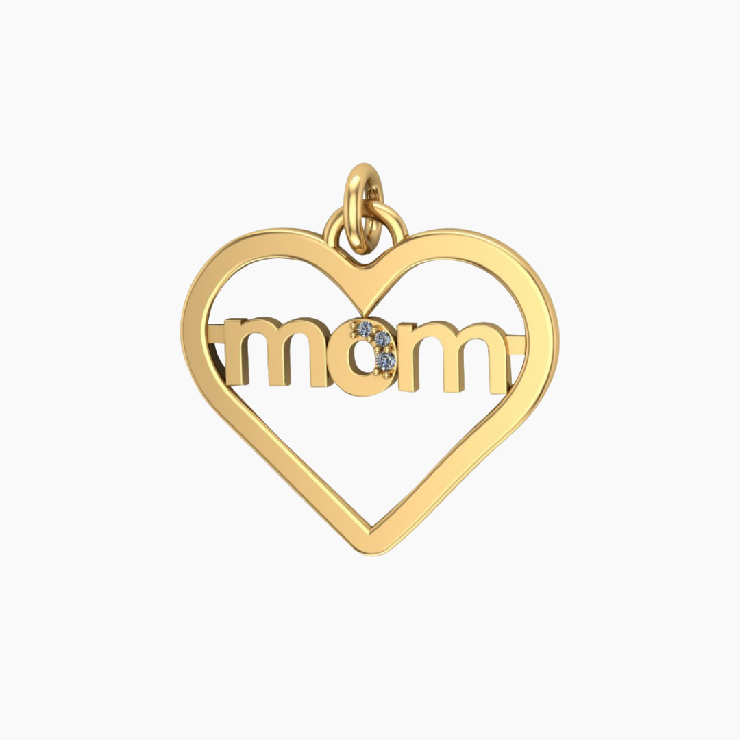 14K YELLOW GOLD MOM'S JEWELS DIAMOND PENDANT -PERSONALIZE