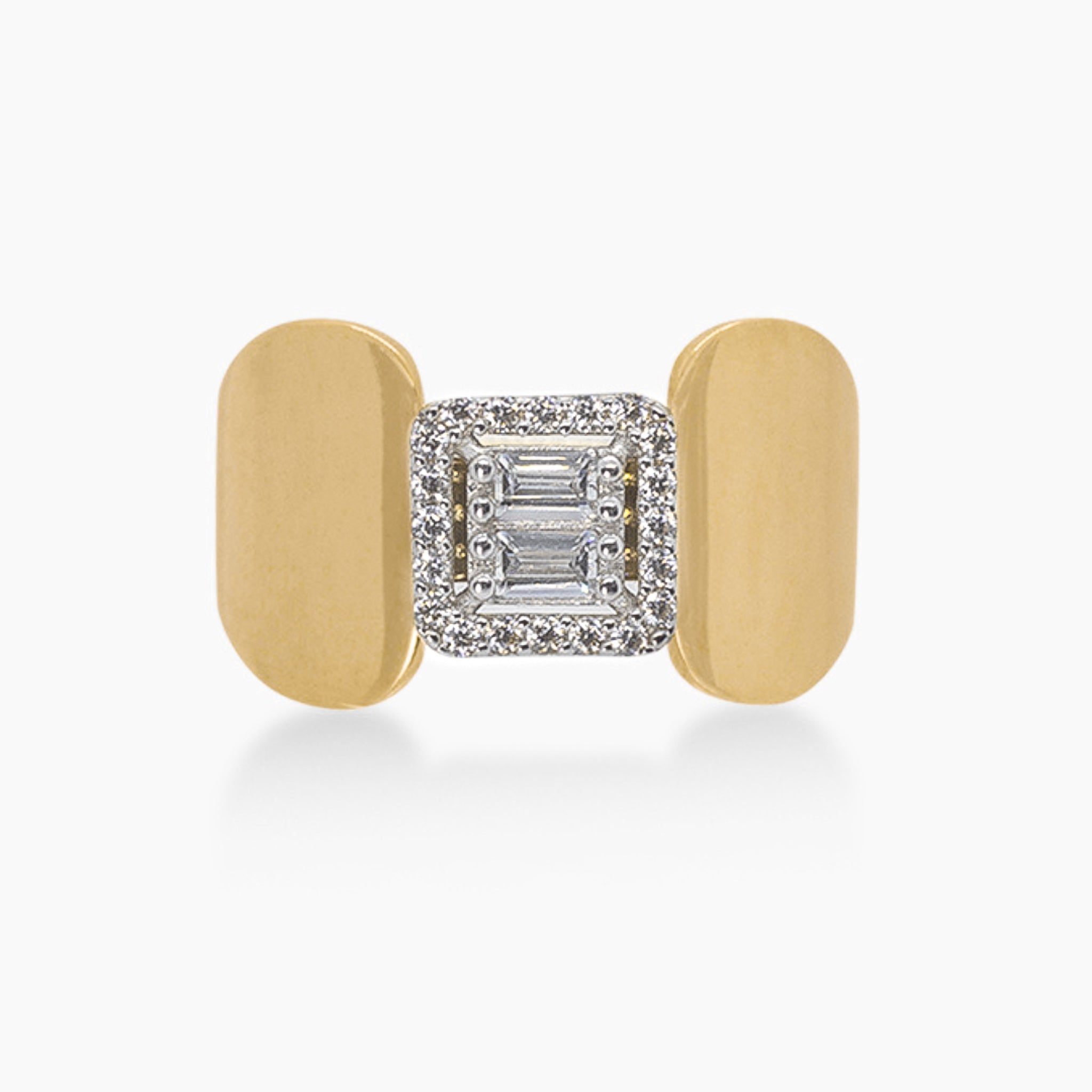 14K YELLOW GOLD JAZZY COCKTAIL PAVE RING