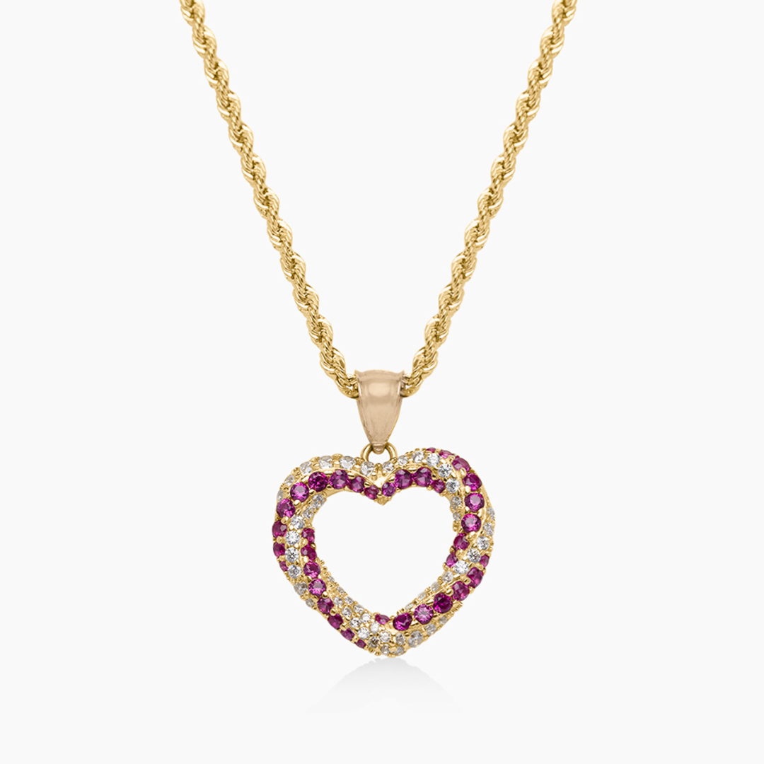 14K YELLOW GOLD HEARTFELT ICY NECKLACE -SCARLET