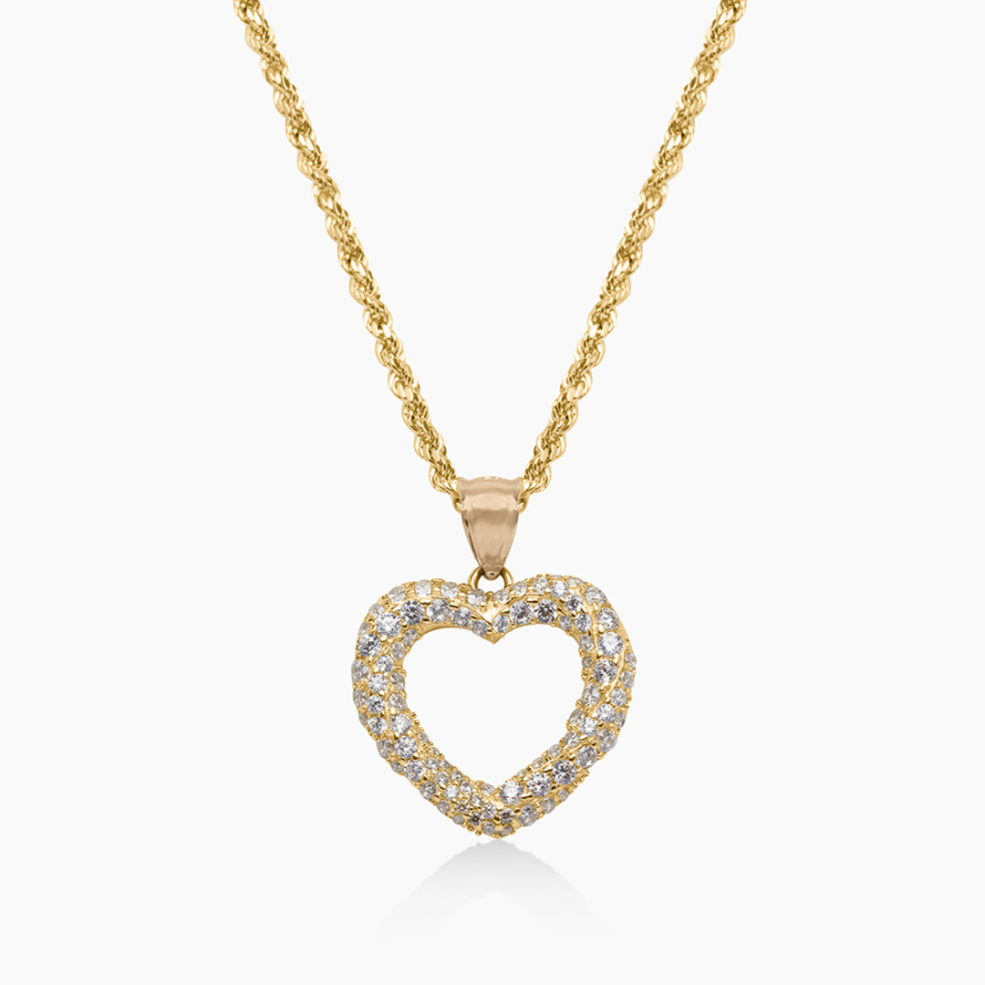 14K YELLOW GOLD HEARTFELT ICY NECKLACE