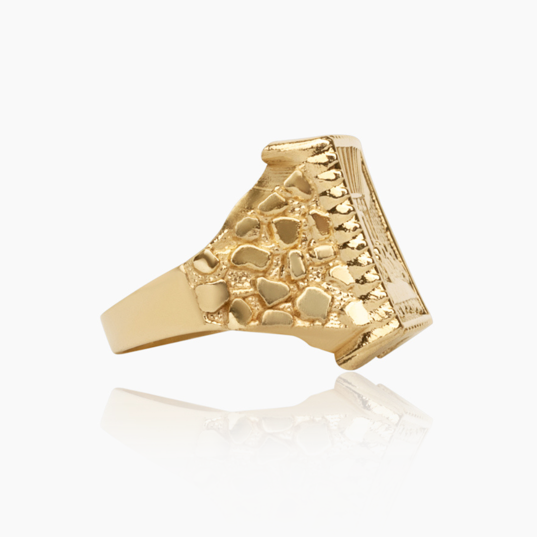 10K YELLOW GOLD LAST SUPPER CHUNKY NUGGET RING