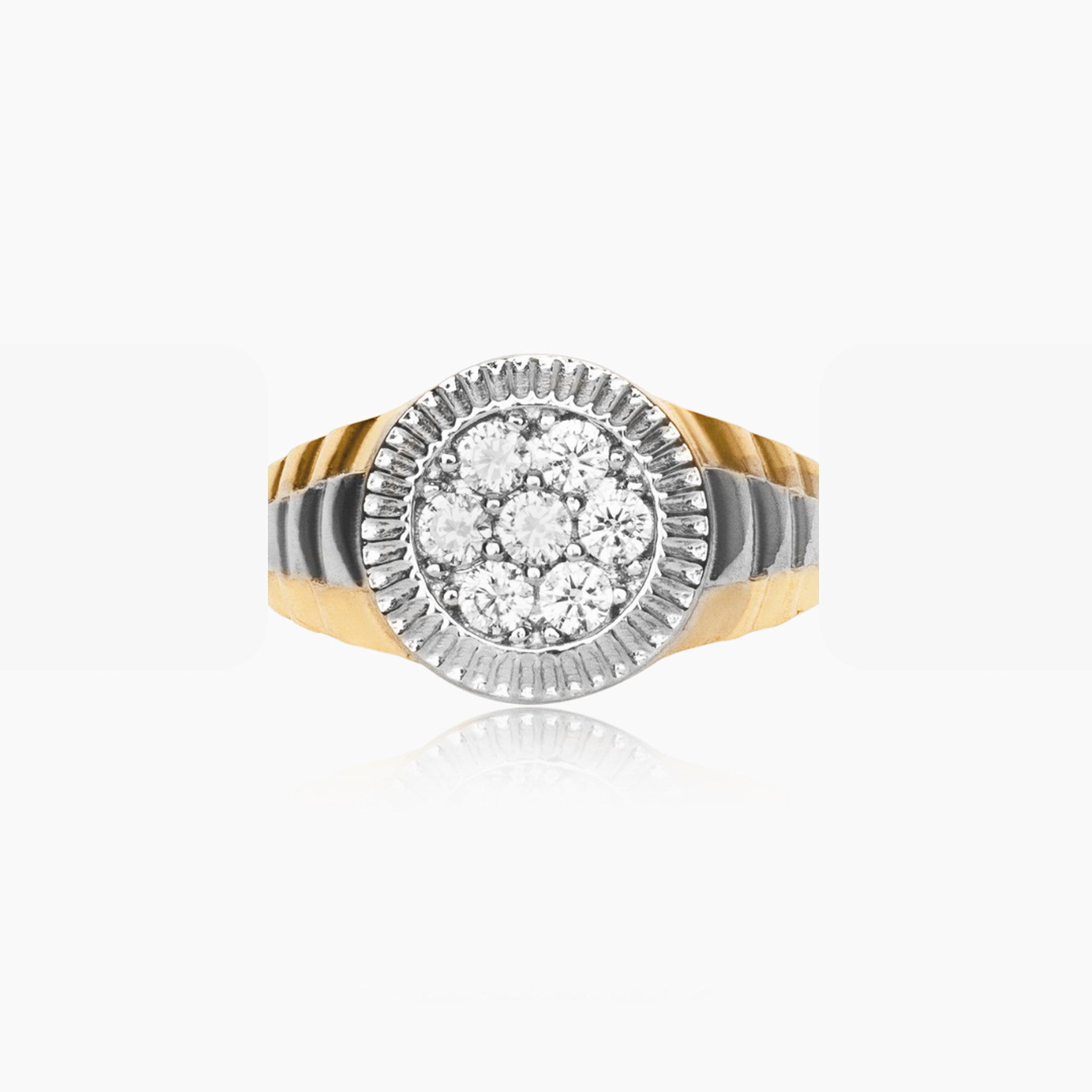 14K TWO TONED GOLD TIMEPIECE PINKY RING