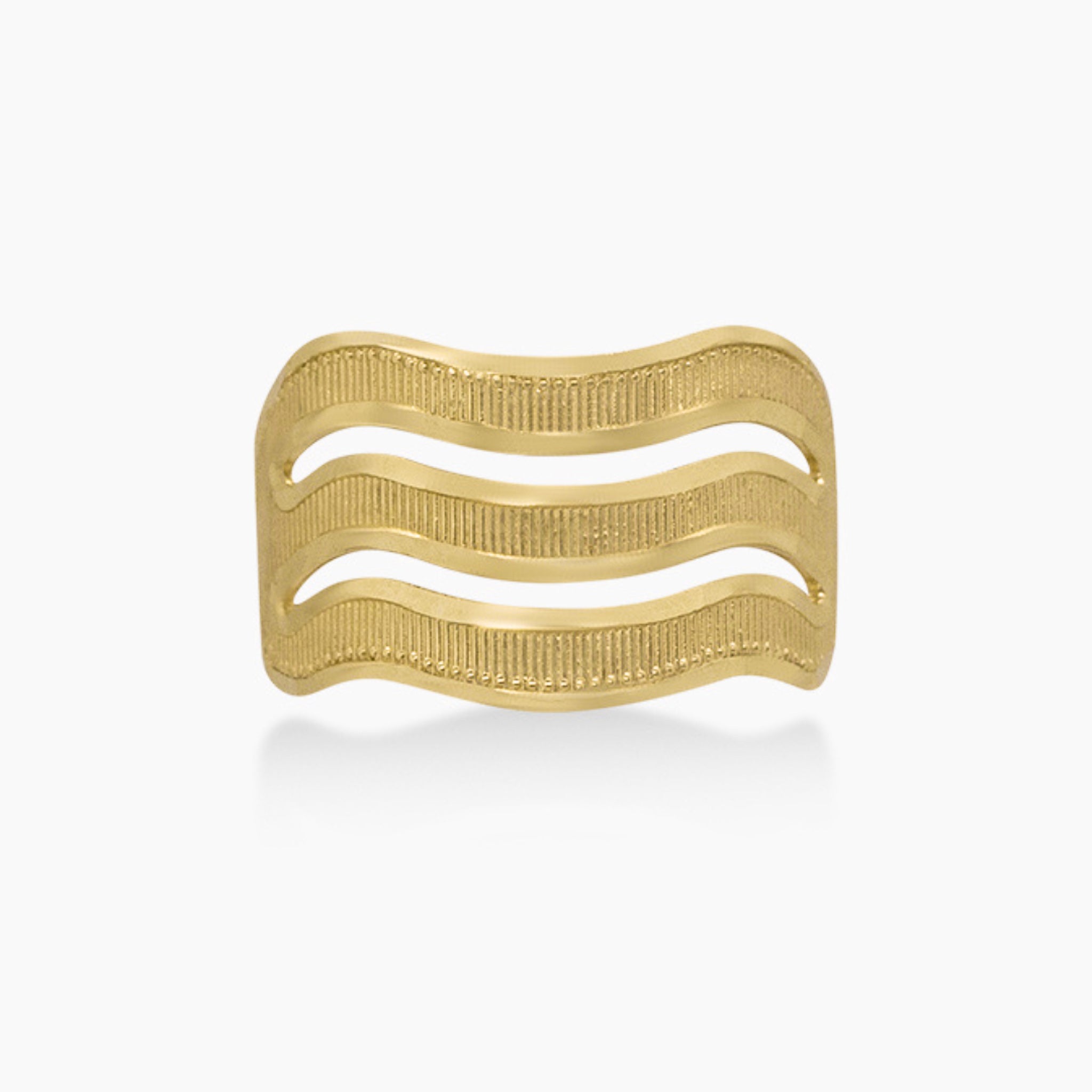 14K YELLOW GOLD TRIPLE WAVE RING