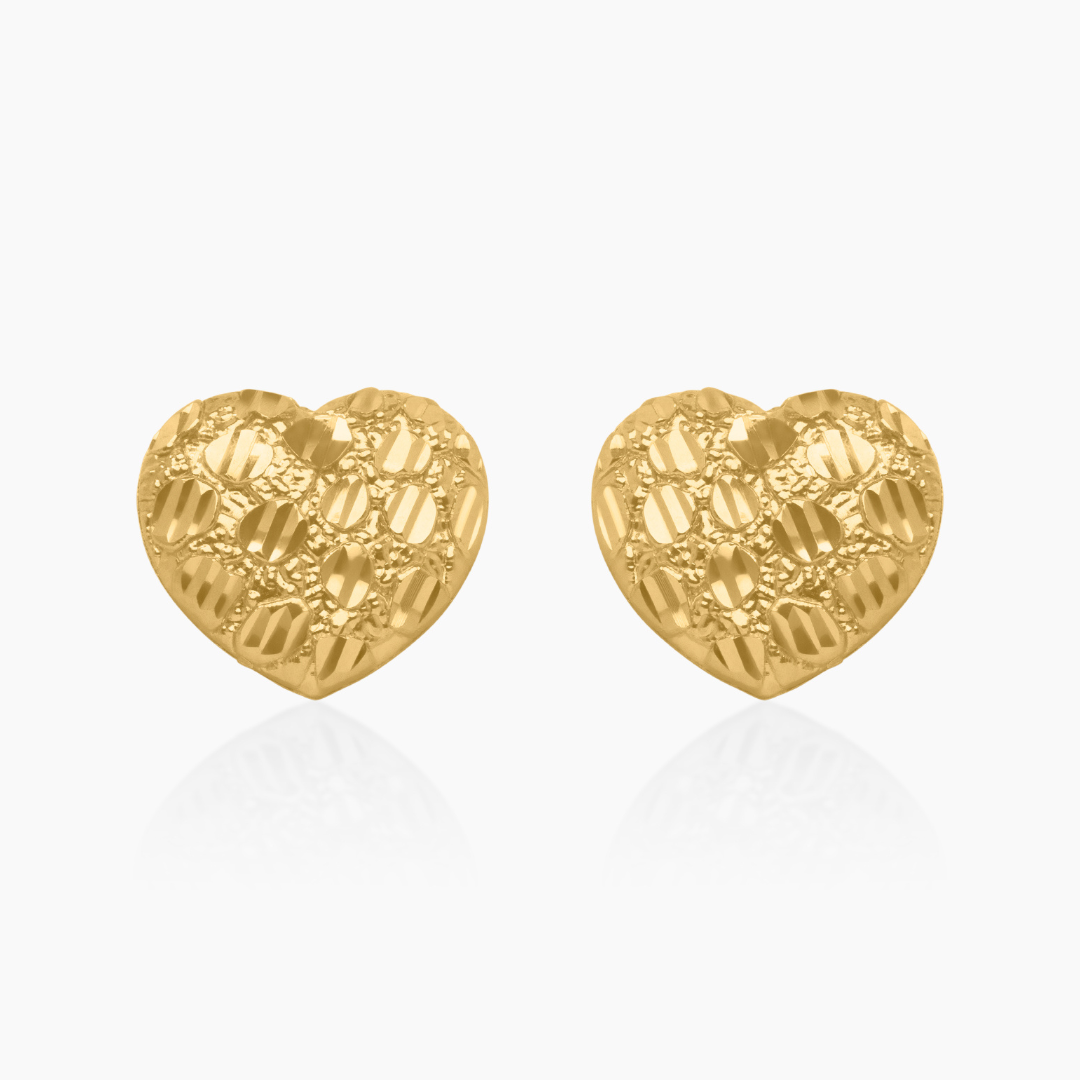 10K YELLOW GOLD HEART NUGGET EARRINGS -13.5MM