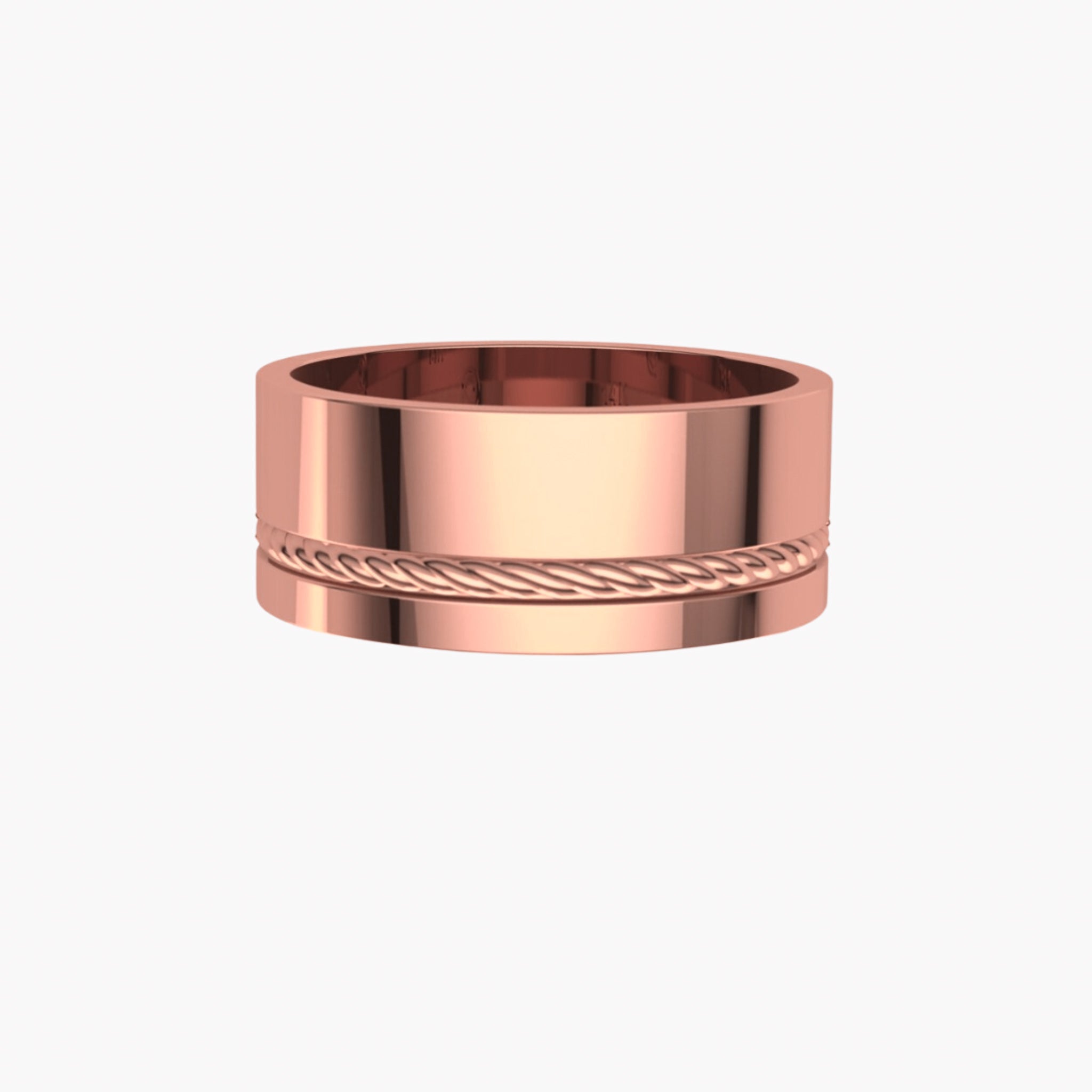ROSE GOLD UNITY ROPE WIDE BAND -9MM