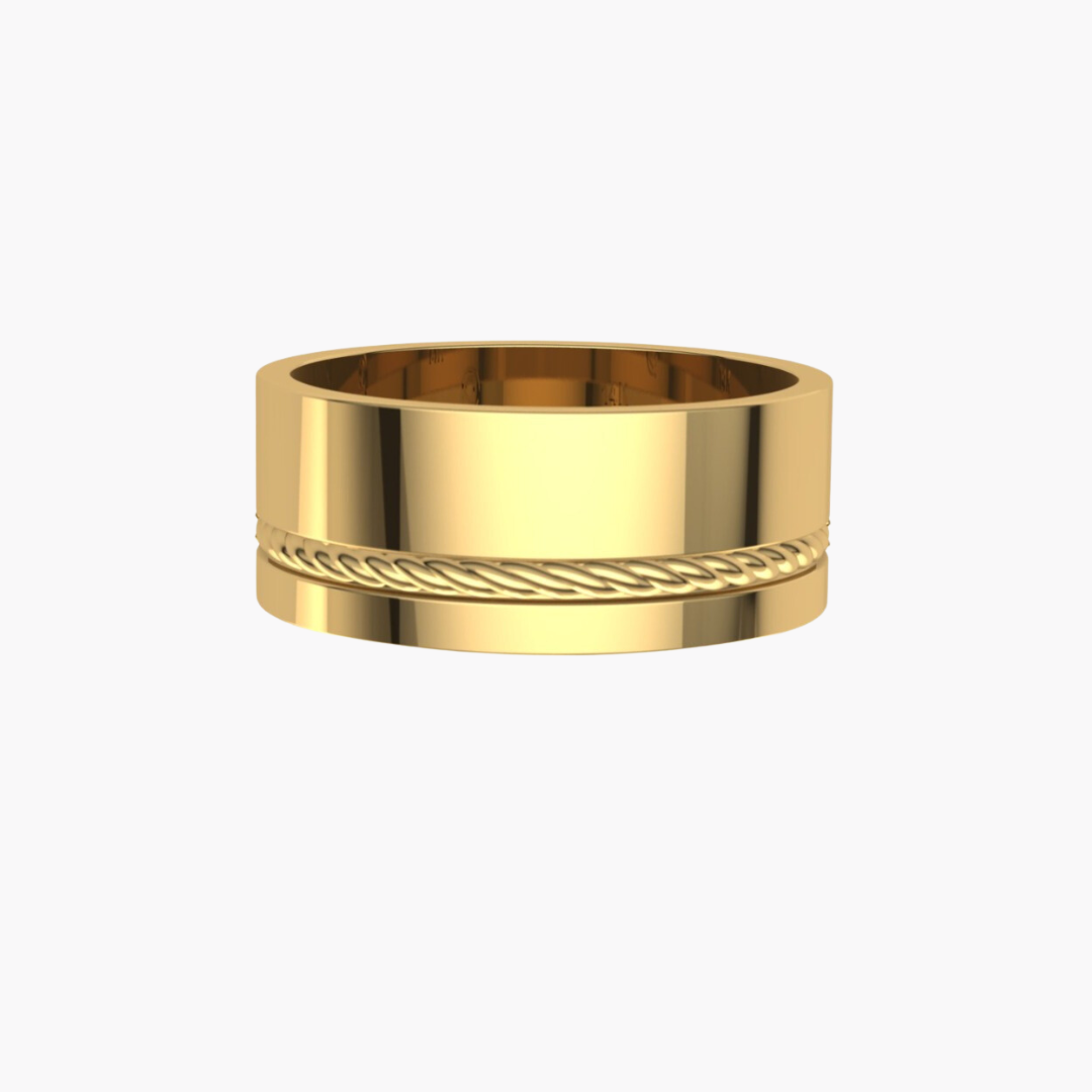 YELLOW GOLD UNITY ROPE WIDE BAND -9MM
