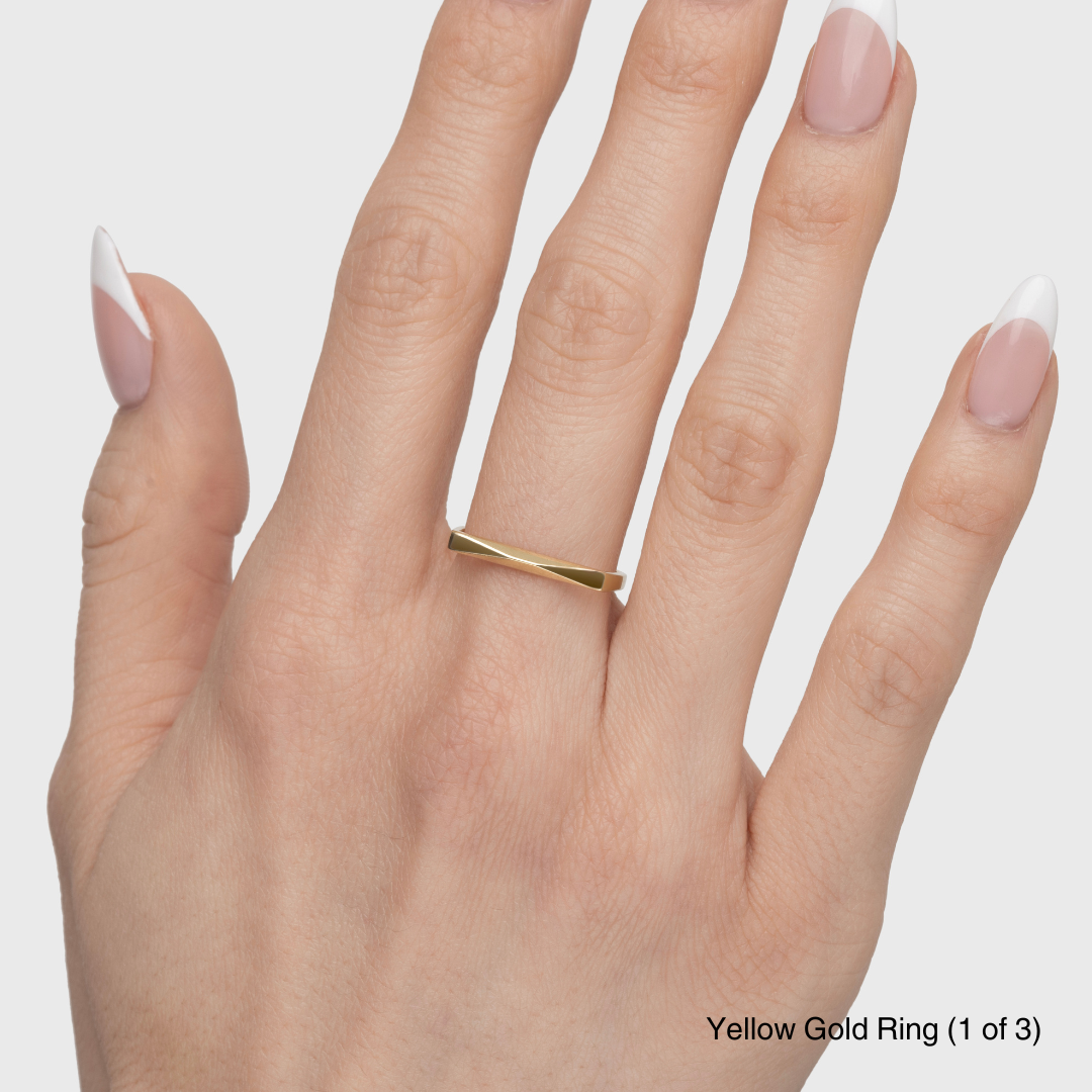 14K TRI COLOR GOLD PINCHED BAR RING SET