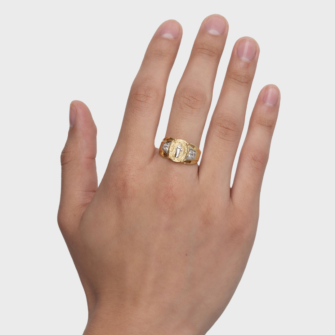 14K TWO TONED GOLD SAN BENITO CZ RING