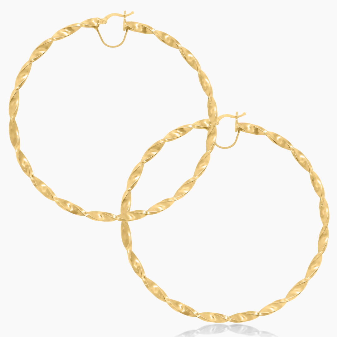 10K YELLOW GOLD EXTRA LARGE TWIST HOOPS