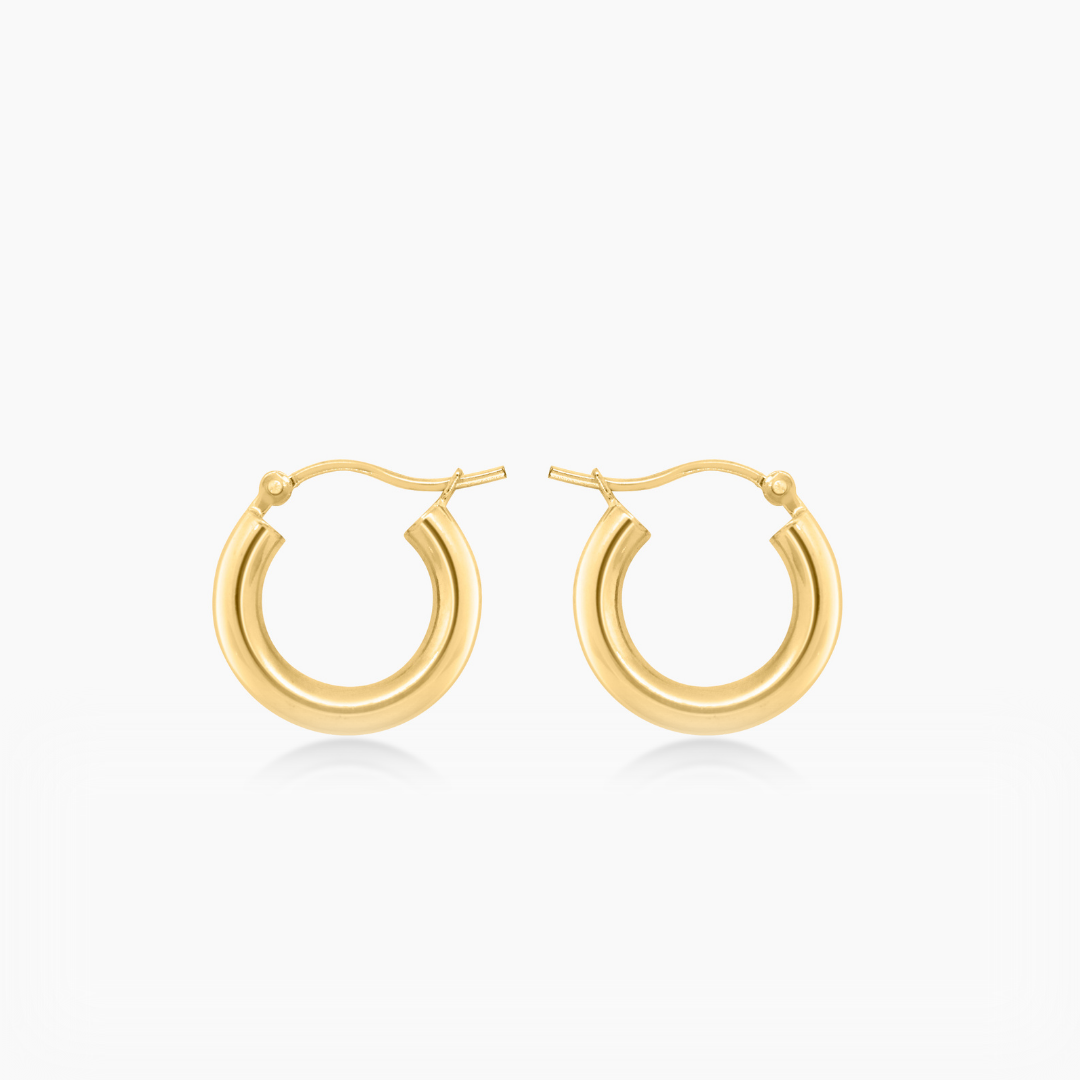 14K YELLOW GOLD THICK EXTRA SMALL HOOPS
