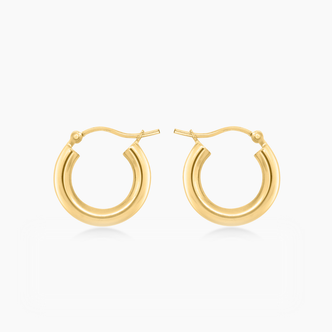 14K YELLOW GOLD THICK SMALL HOOPS