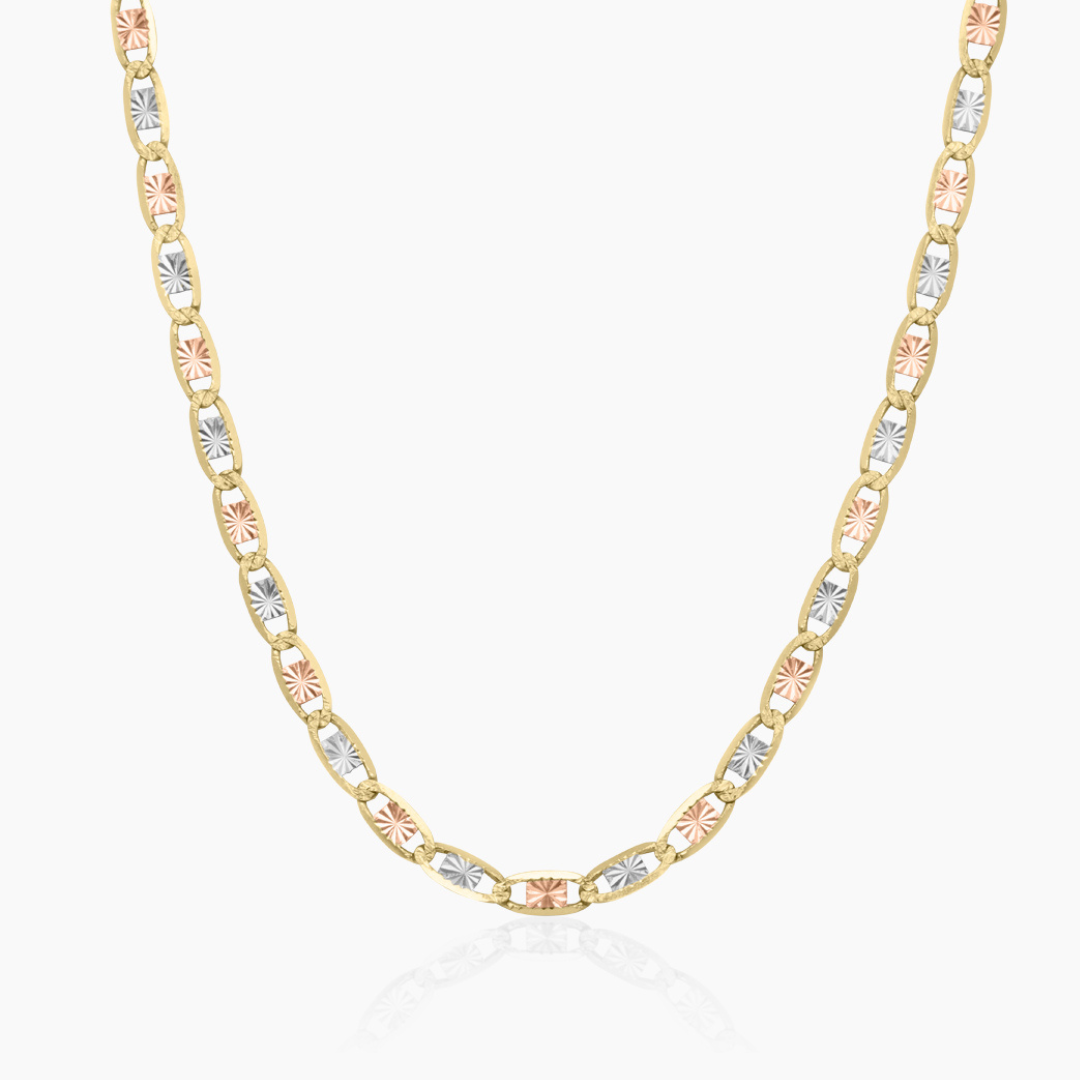 14K TRI COLOR GOLD VALENTINO CHAIN -2MM | Patty Q's Jewelry Inc
