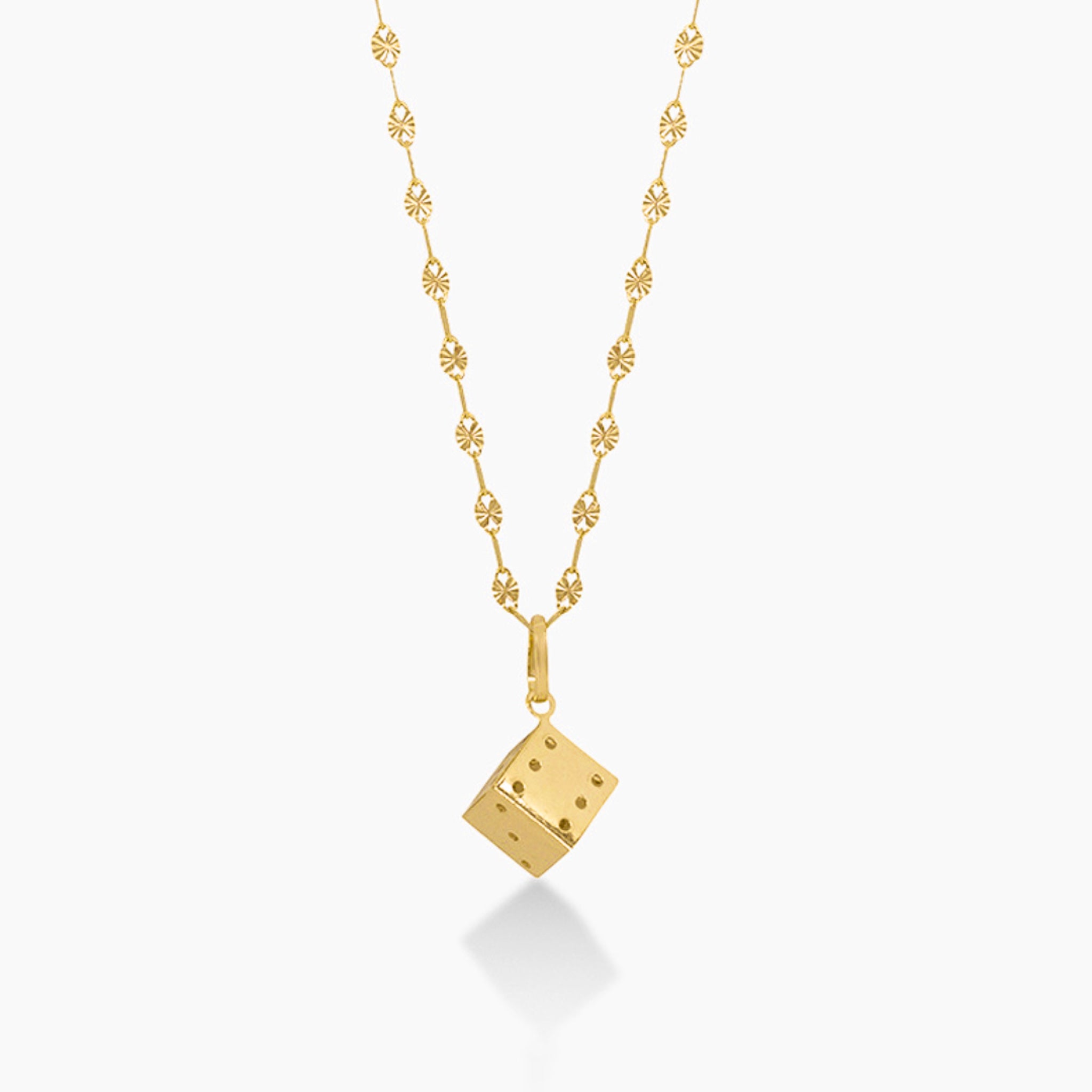 14K YELLOW GOLD ROLLING FORTUNE DICE NECKLACE