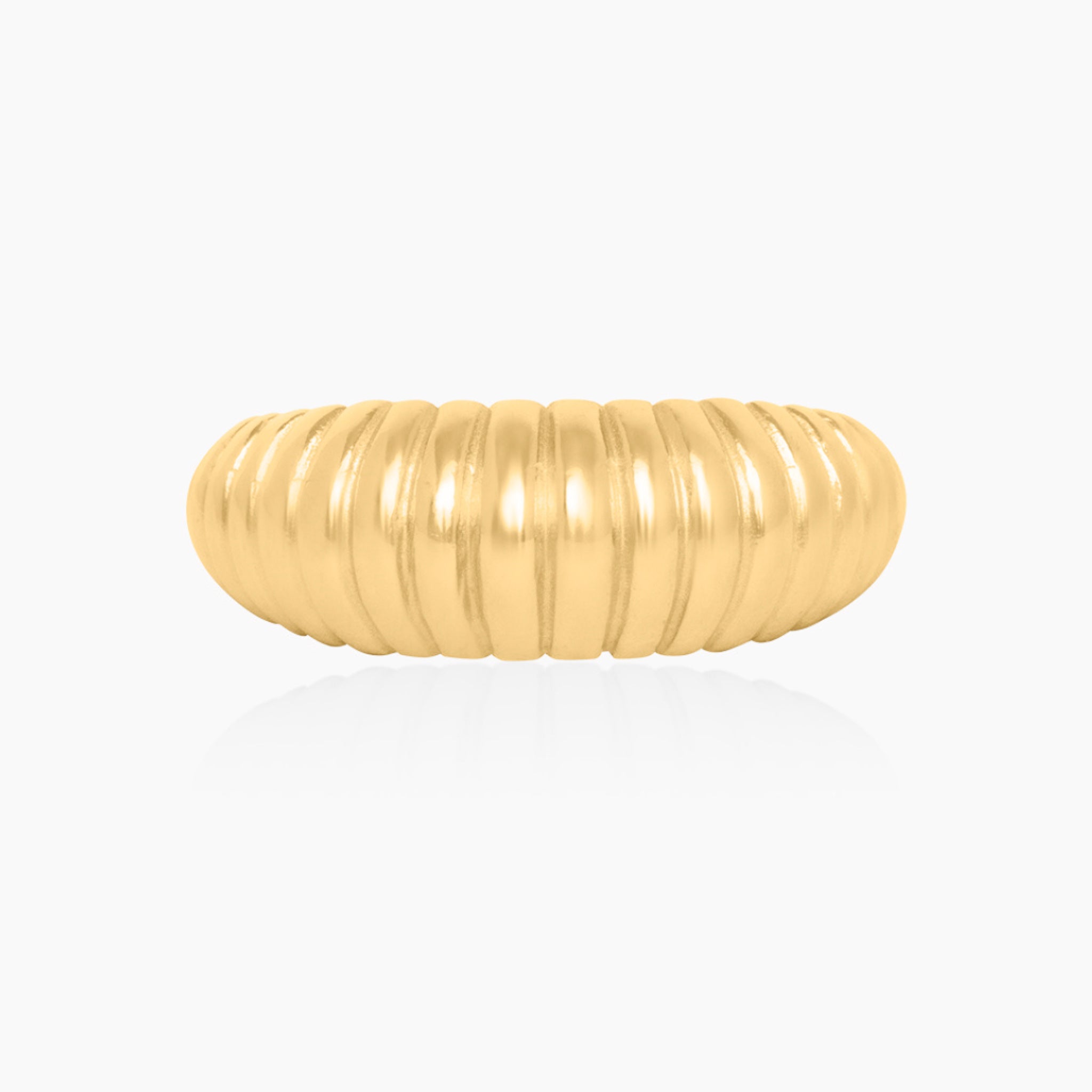 14K YELLOW GOLD FLUTED DOME RING