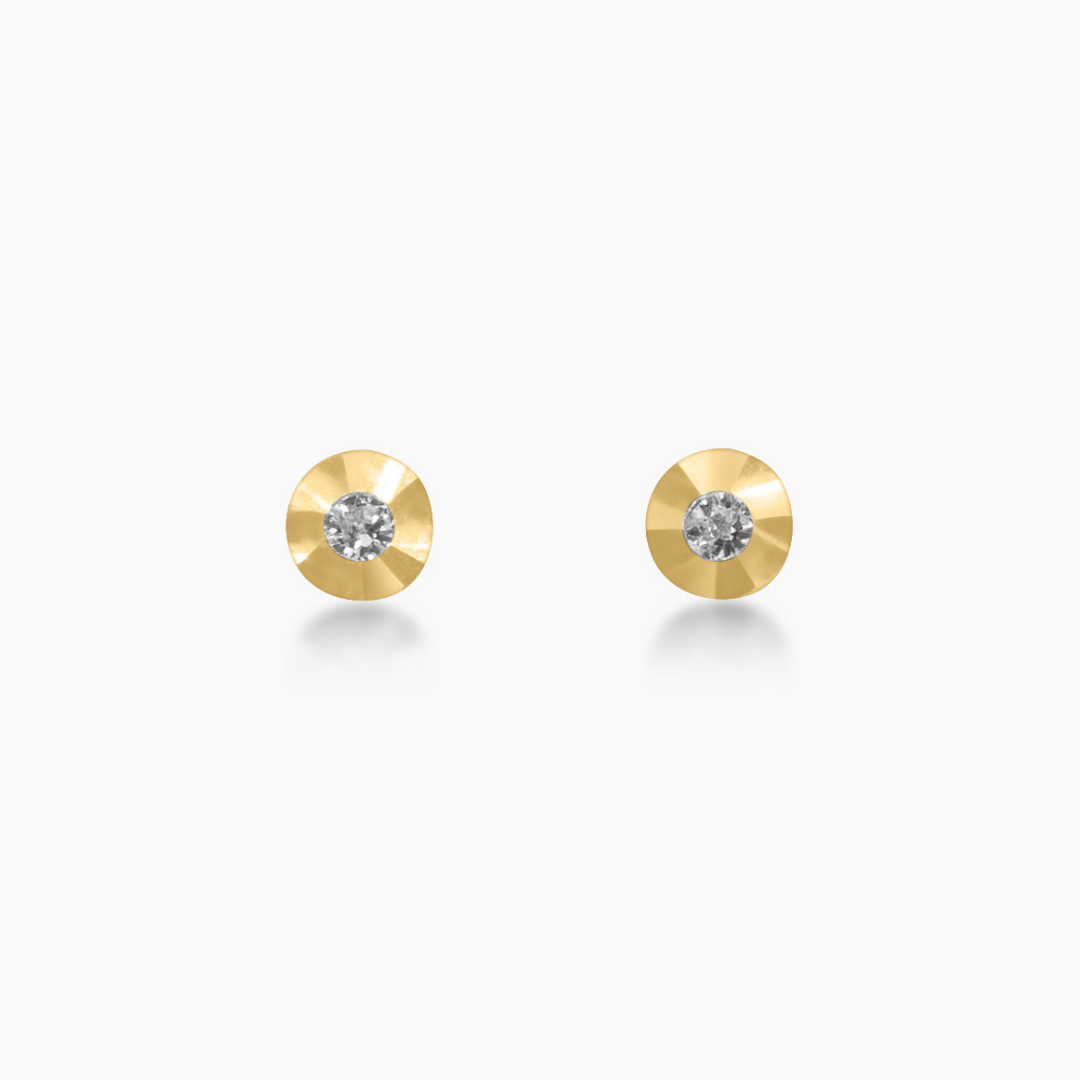 14K YELLOW GOLD HAMMERED BEZEL CZ EXTRA SMALL STUDS