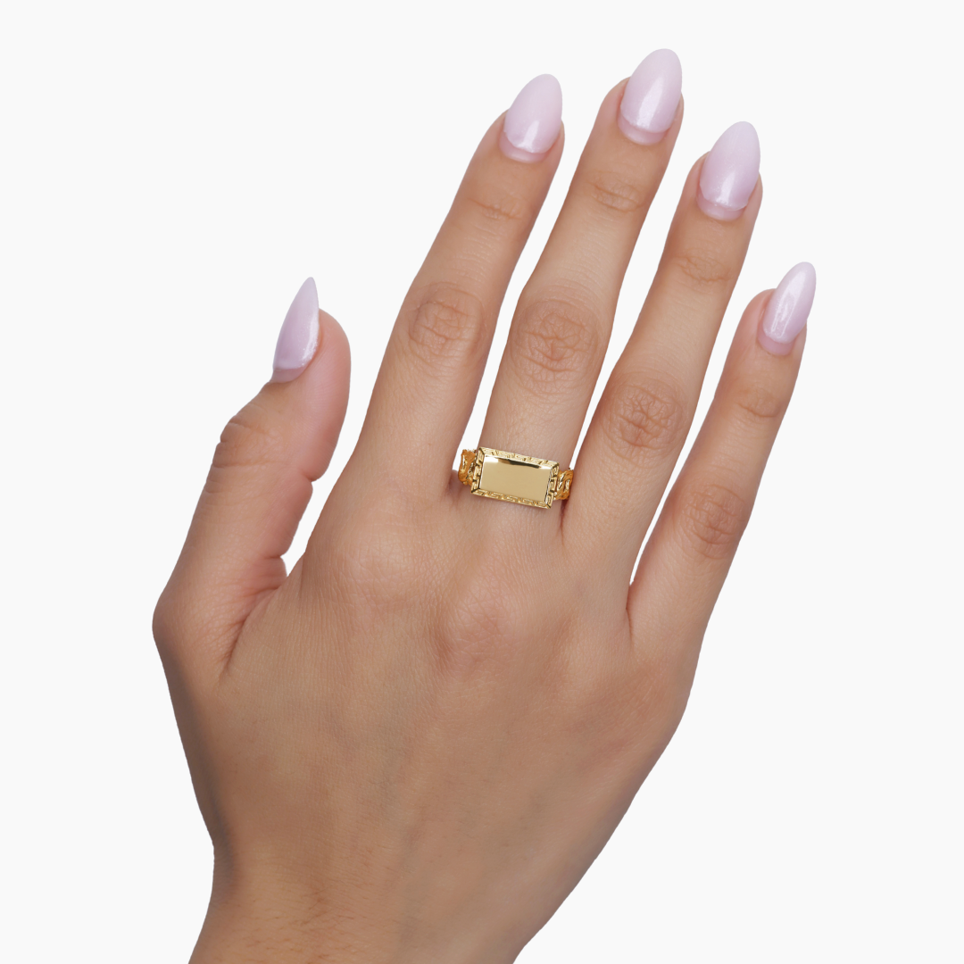 14K YELLOW GOLD CHINO LINK GRECIAN ID RING